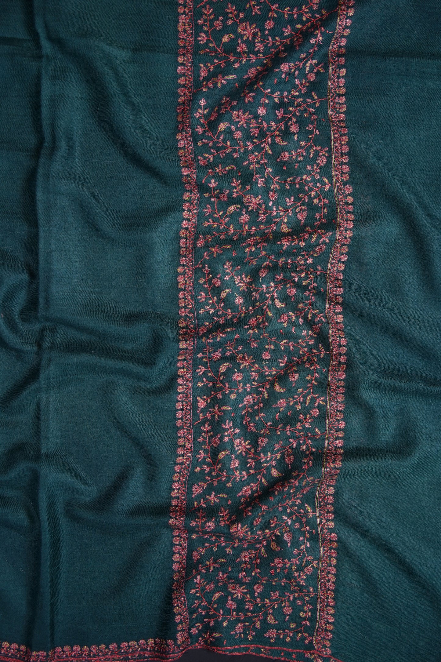 dark pine green GI embroidery pashmina shawl 9626