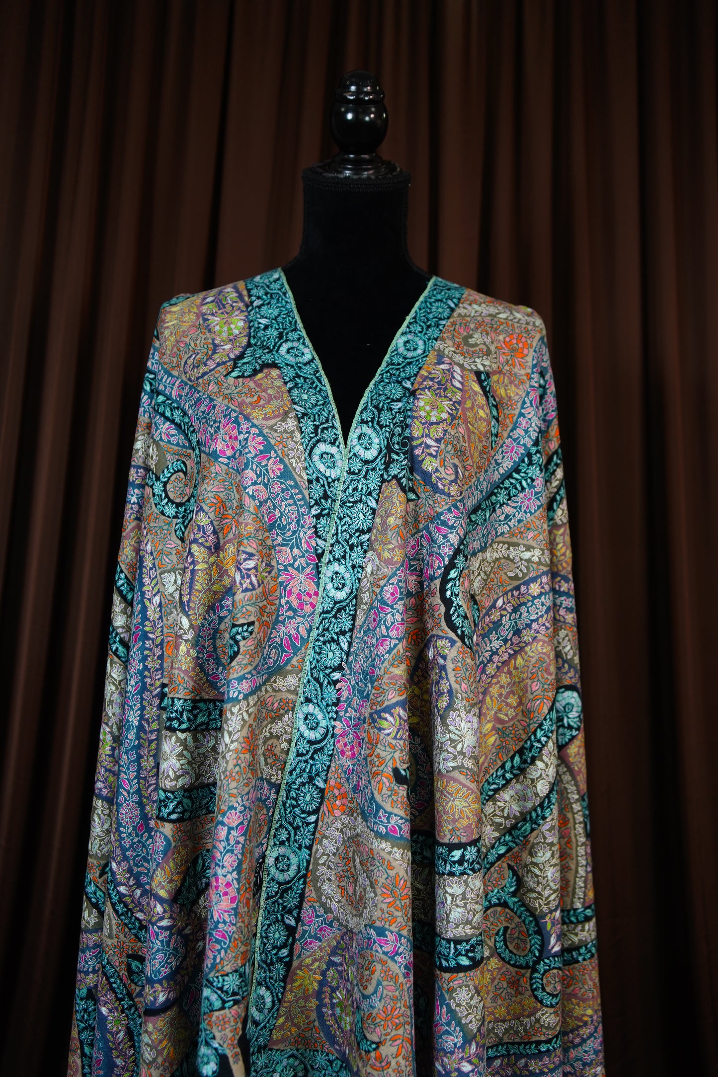multi-coloured GI jamma embroidery pashmina shawl 9627