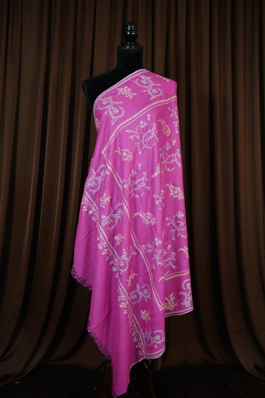 rose pink GI embroidery pashmina shawl 9629
