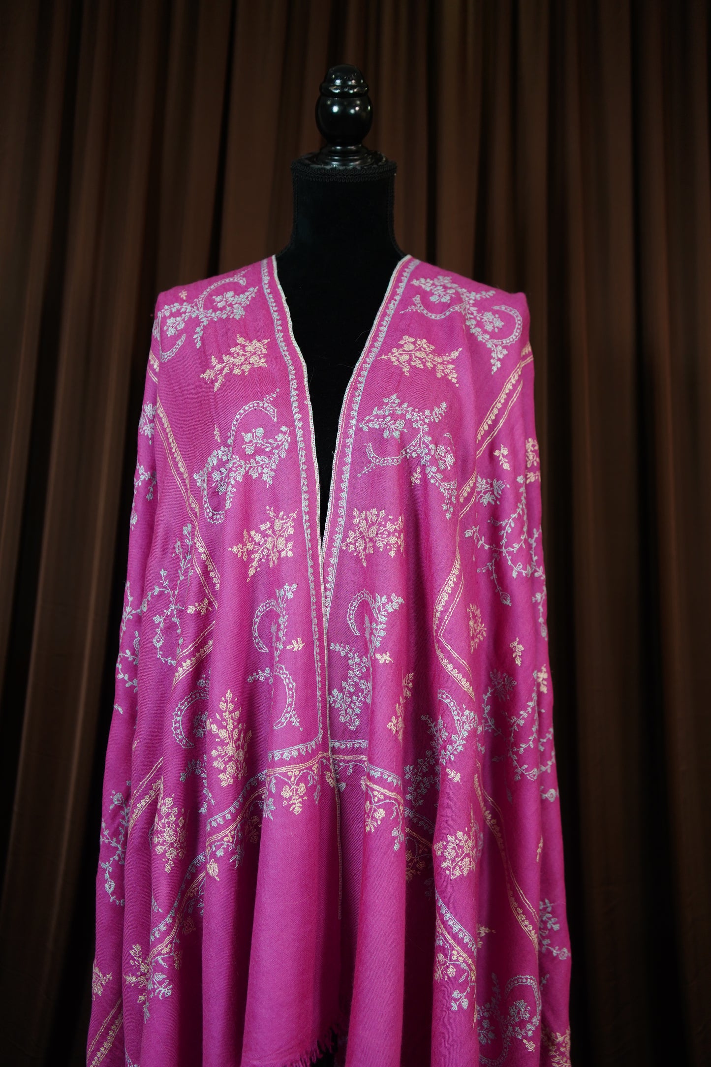 rose pink GI embroidery pashmina shawl 9629