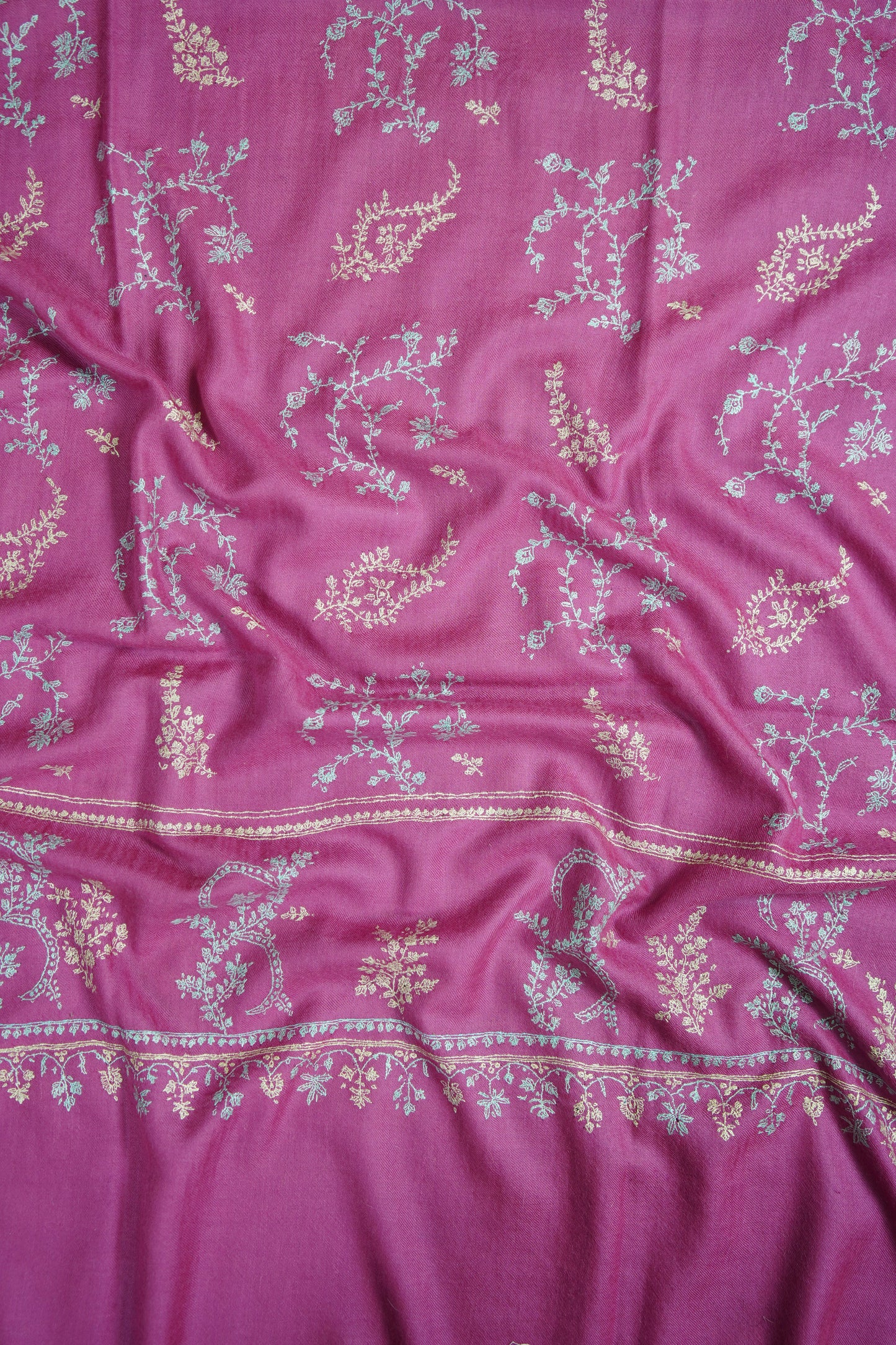 rose pink GI embroidery pashmina shawl 9629