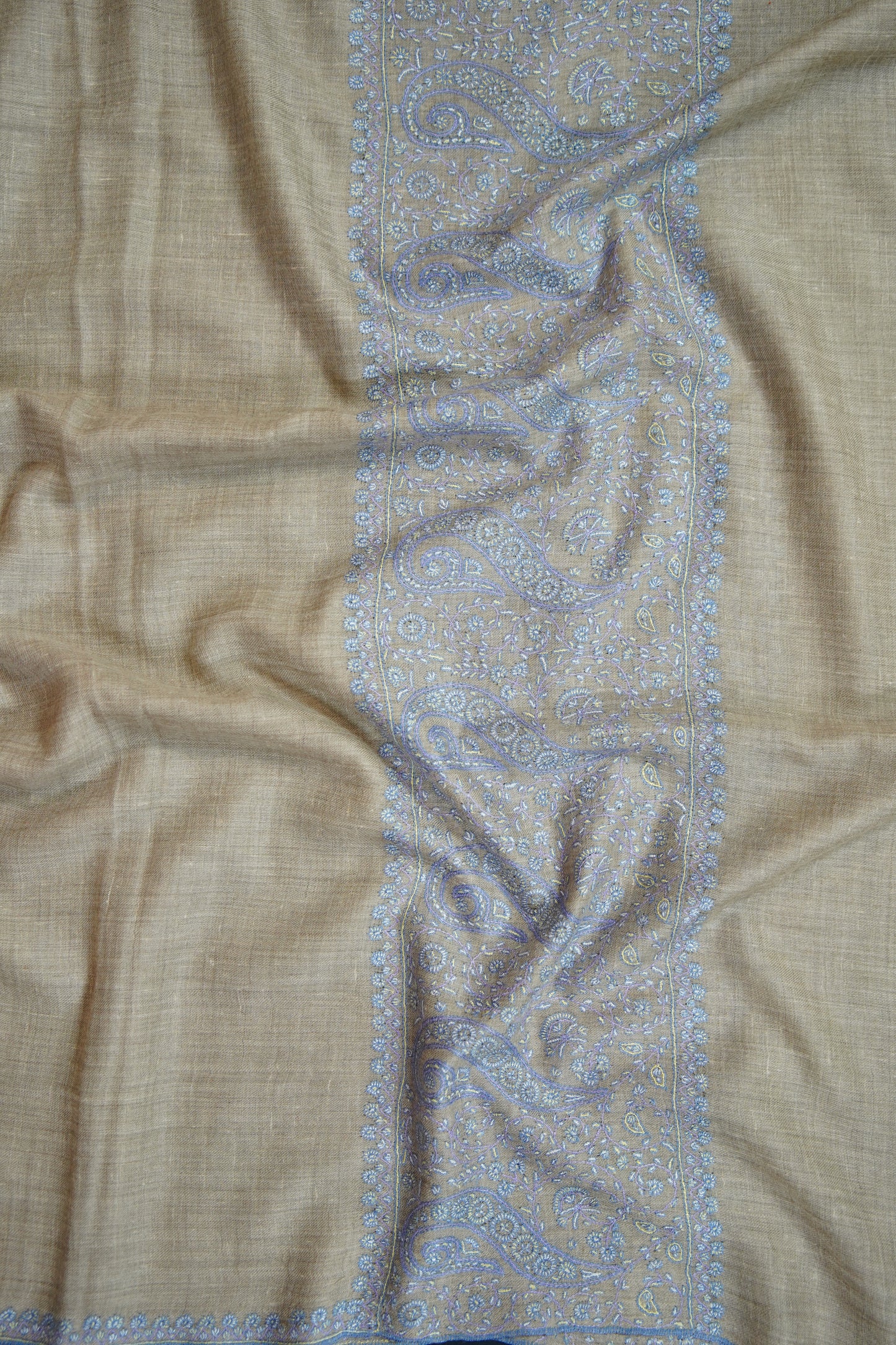 light natural GI embroidery pashmina shawl 9630