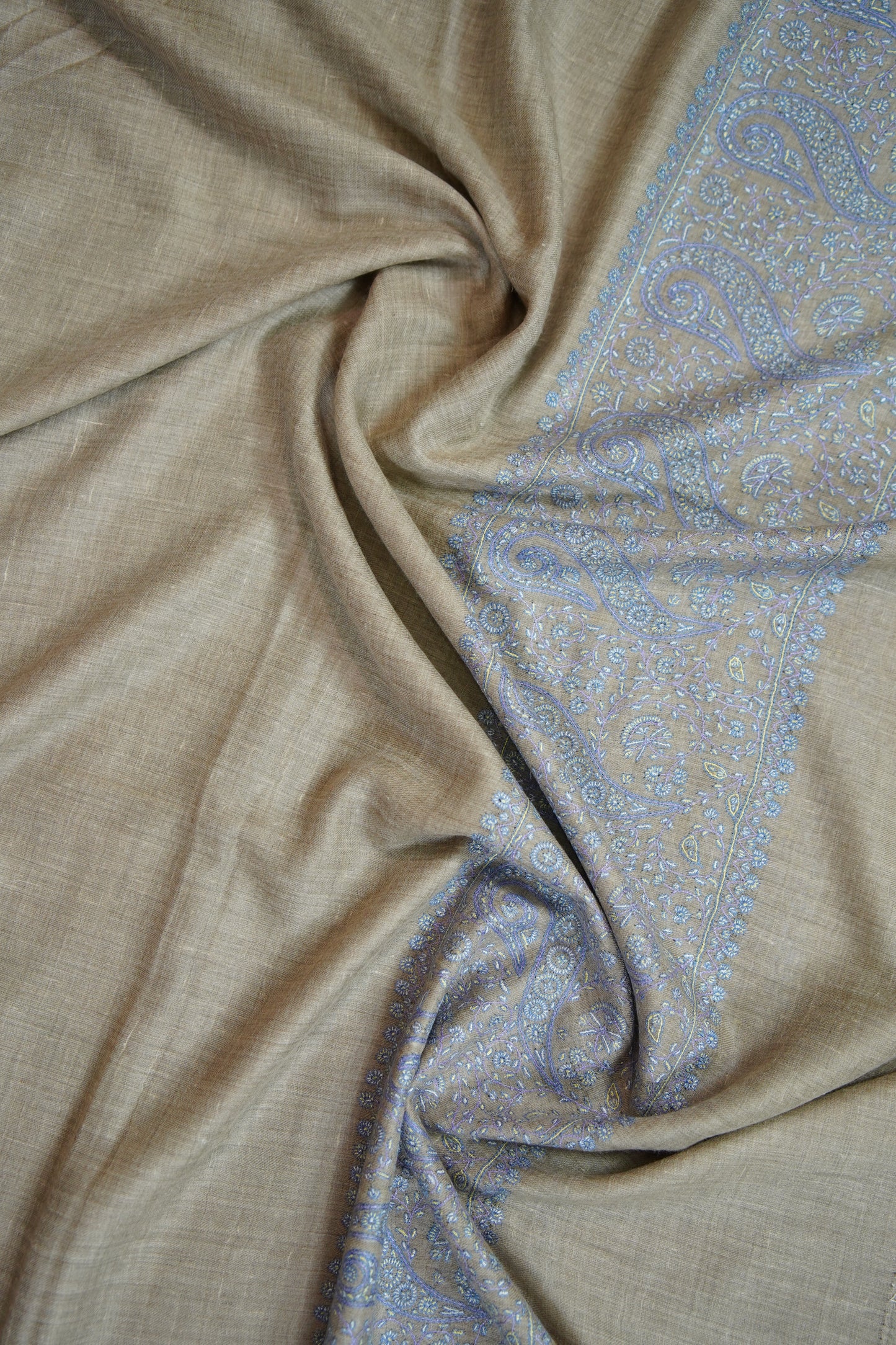 light natural GI embroidery pashmina shawl 9630