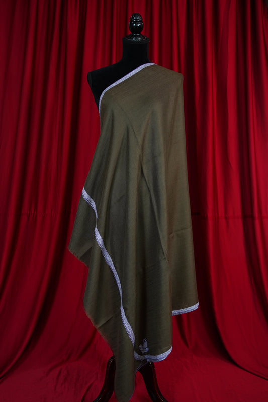 Ash brown GI embroidery pashmina shawl 9631