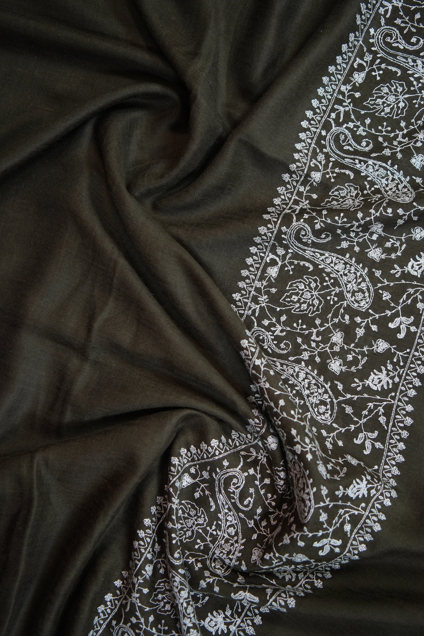 ash gray GI embroidery pashmina shawl 9634