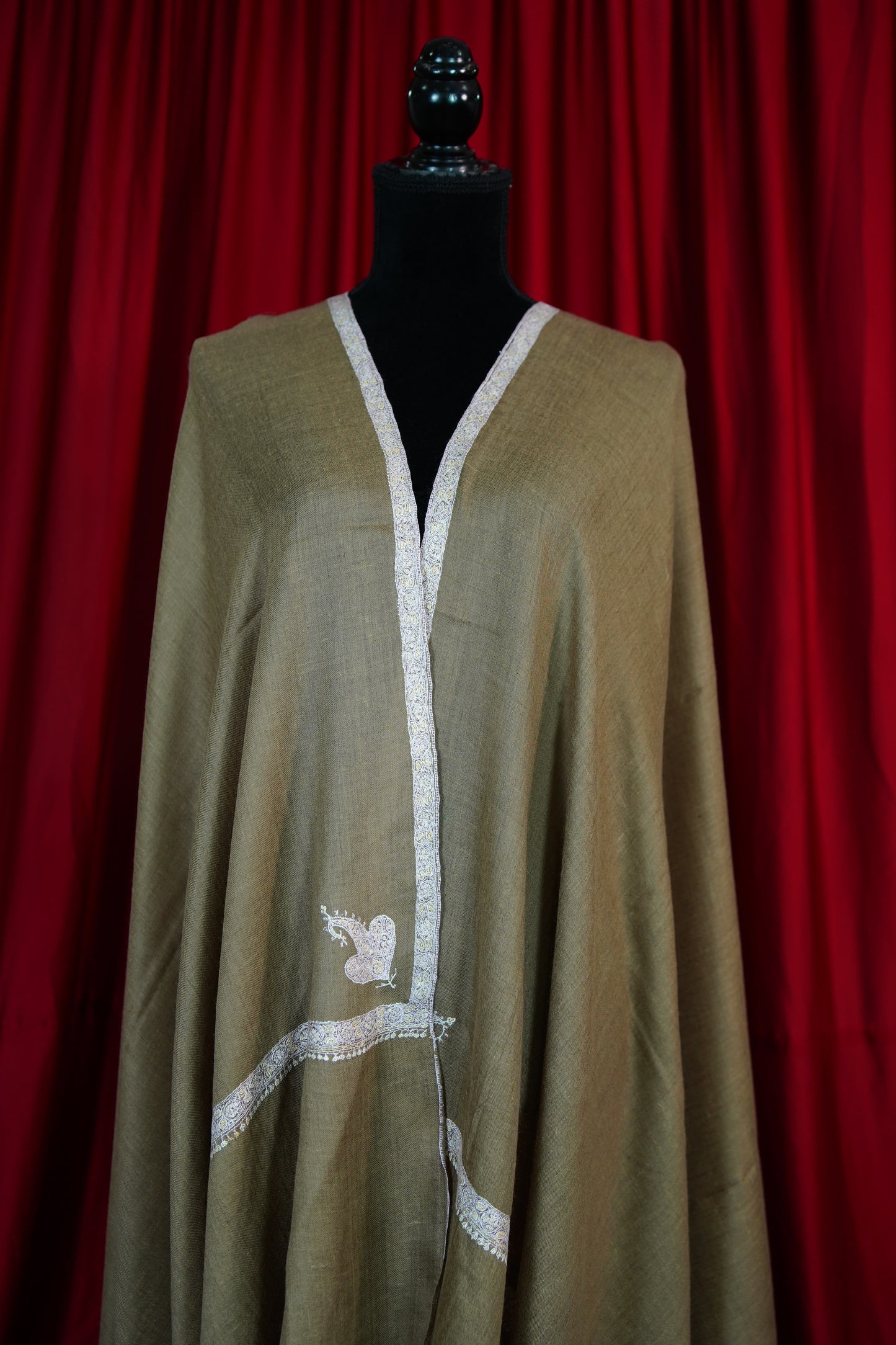 natural GI embroidery pashmina shawl 9636