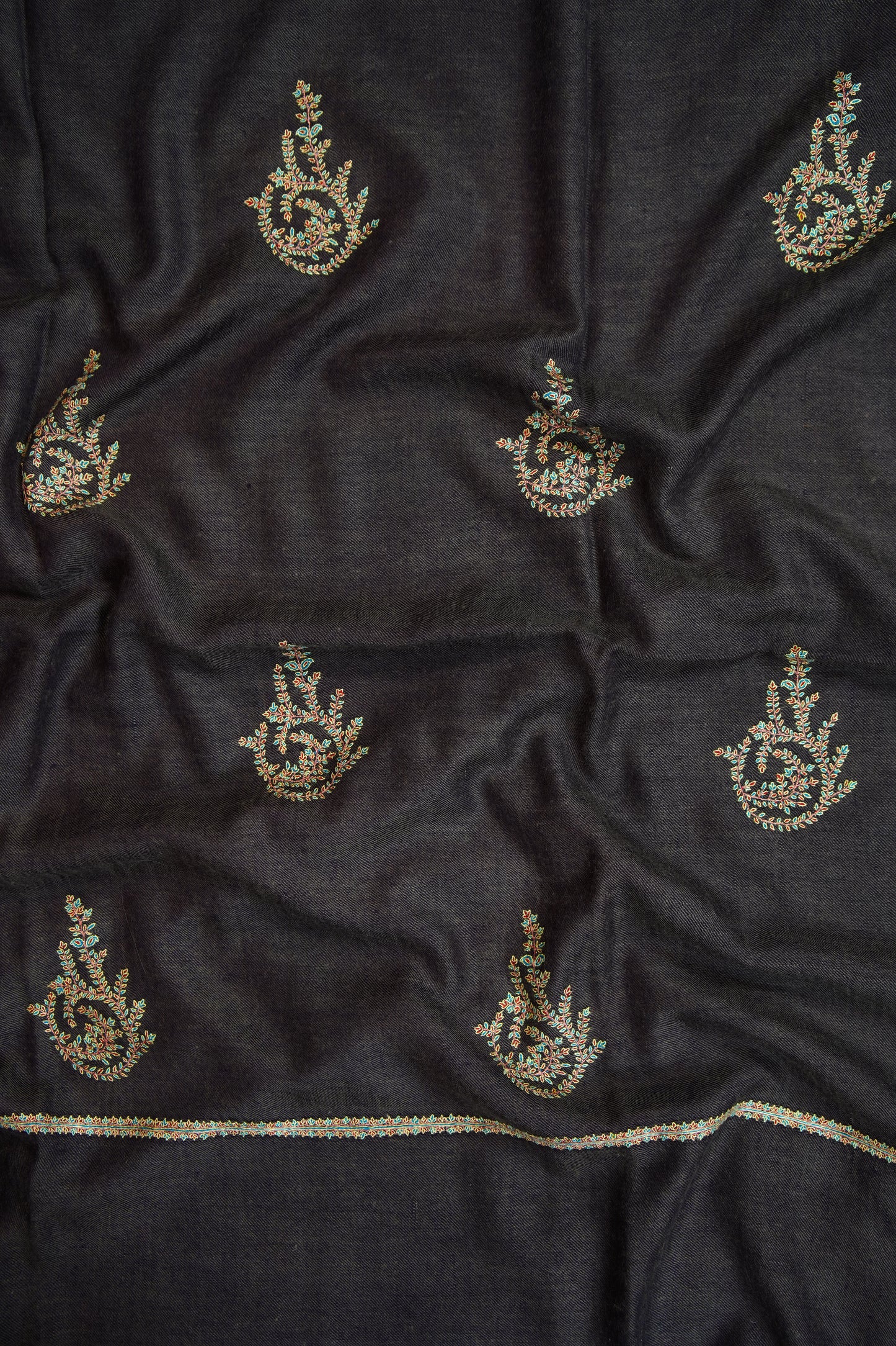 shadow gray butis GI embroidery pashmina shawl 9637