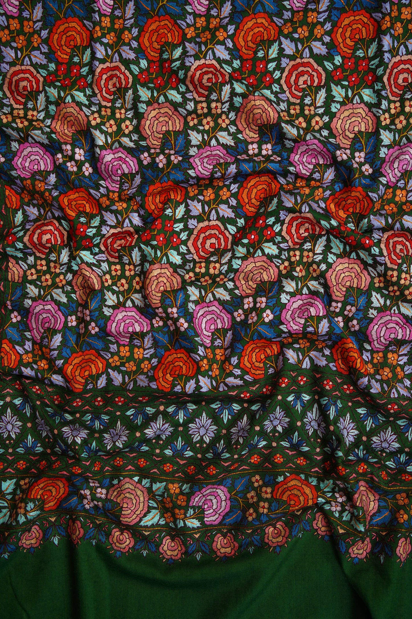 green GI jamma embroidery pashmina shawl 9639