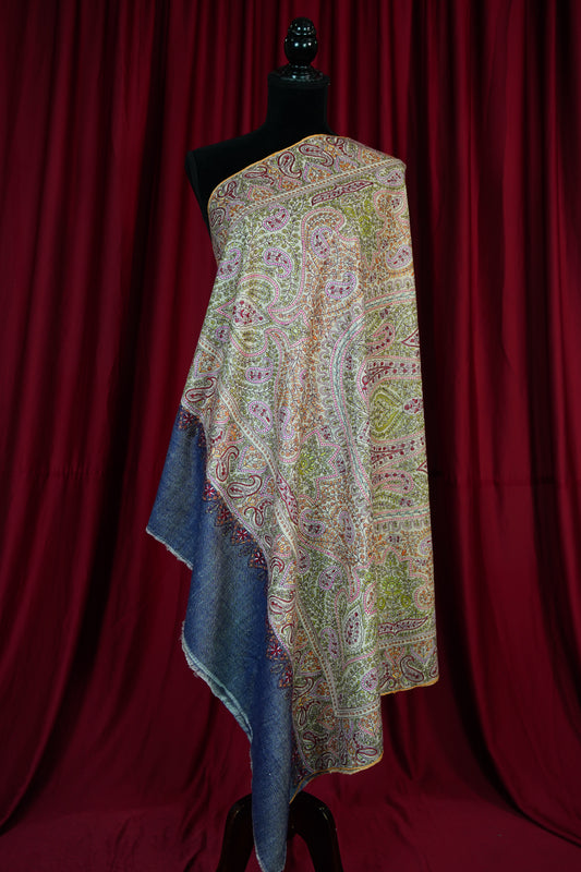 creamy white GI jamma embroidery pashmina shawl 9643