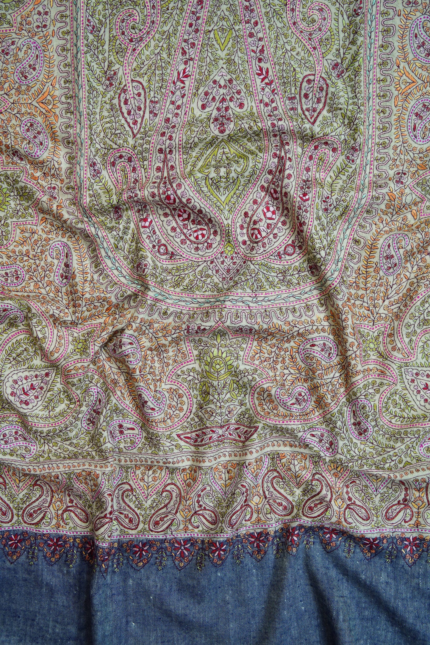creamy white GI jamma embroidery pashmina shawl 9643