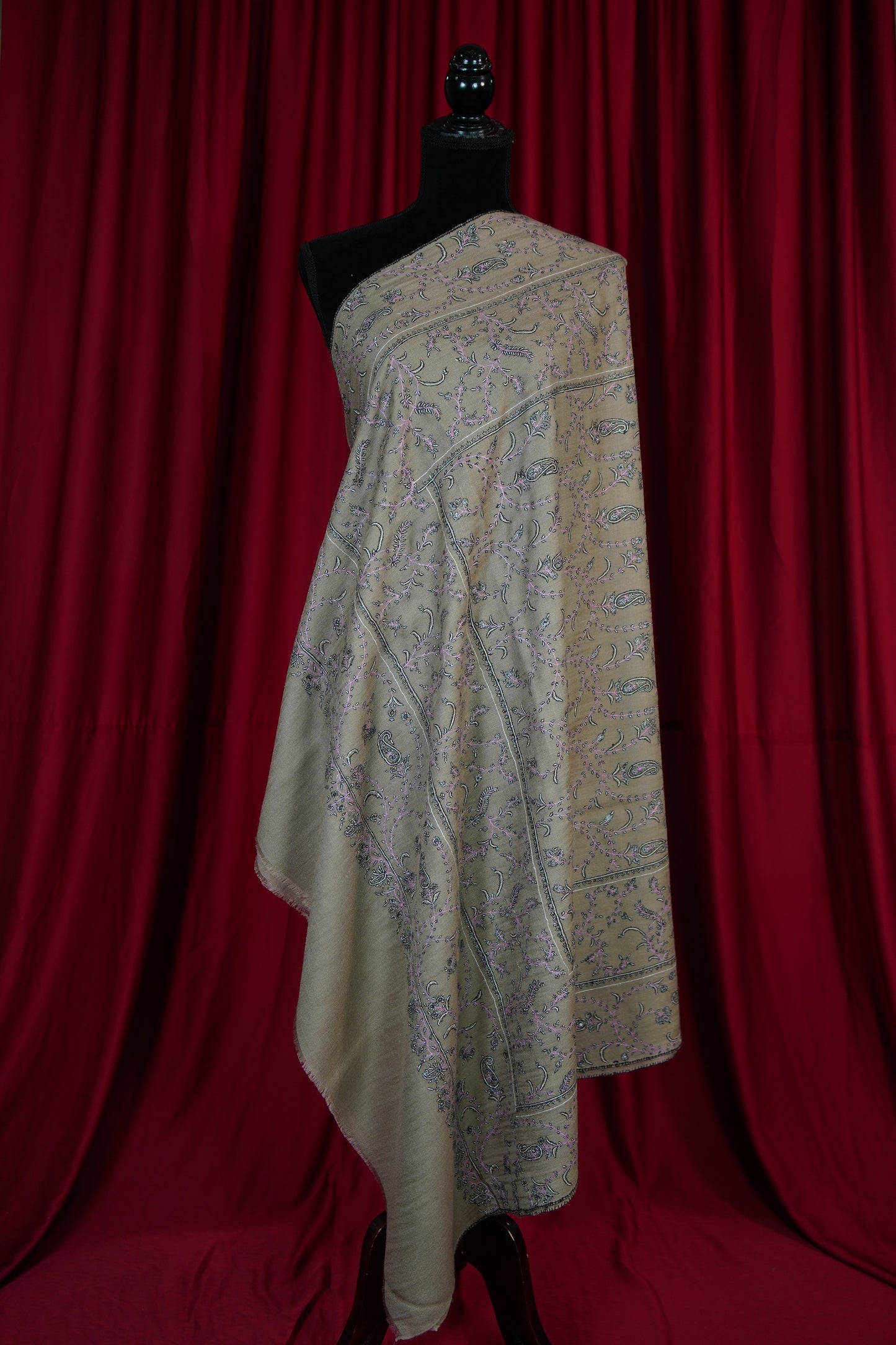 natural GI jaali embroidery pashmina shawl 9644 – Phamb