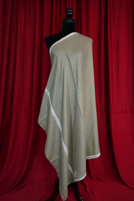 light natural GI embroidery pashmina shawl 9646