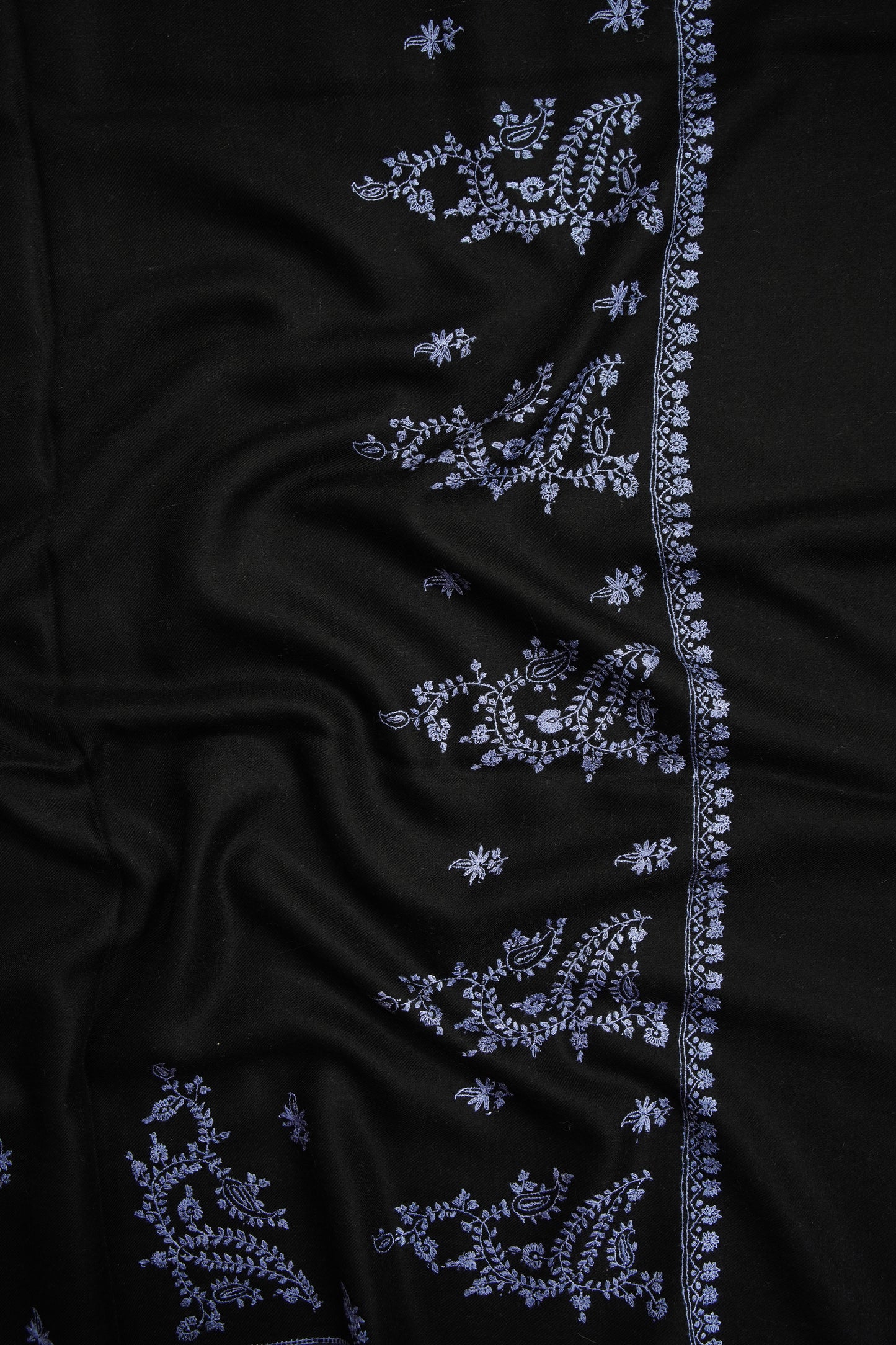 jet black GI embroidery pashmina shawl 9647