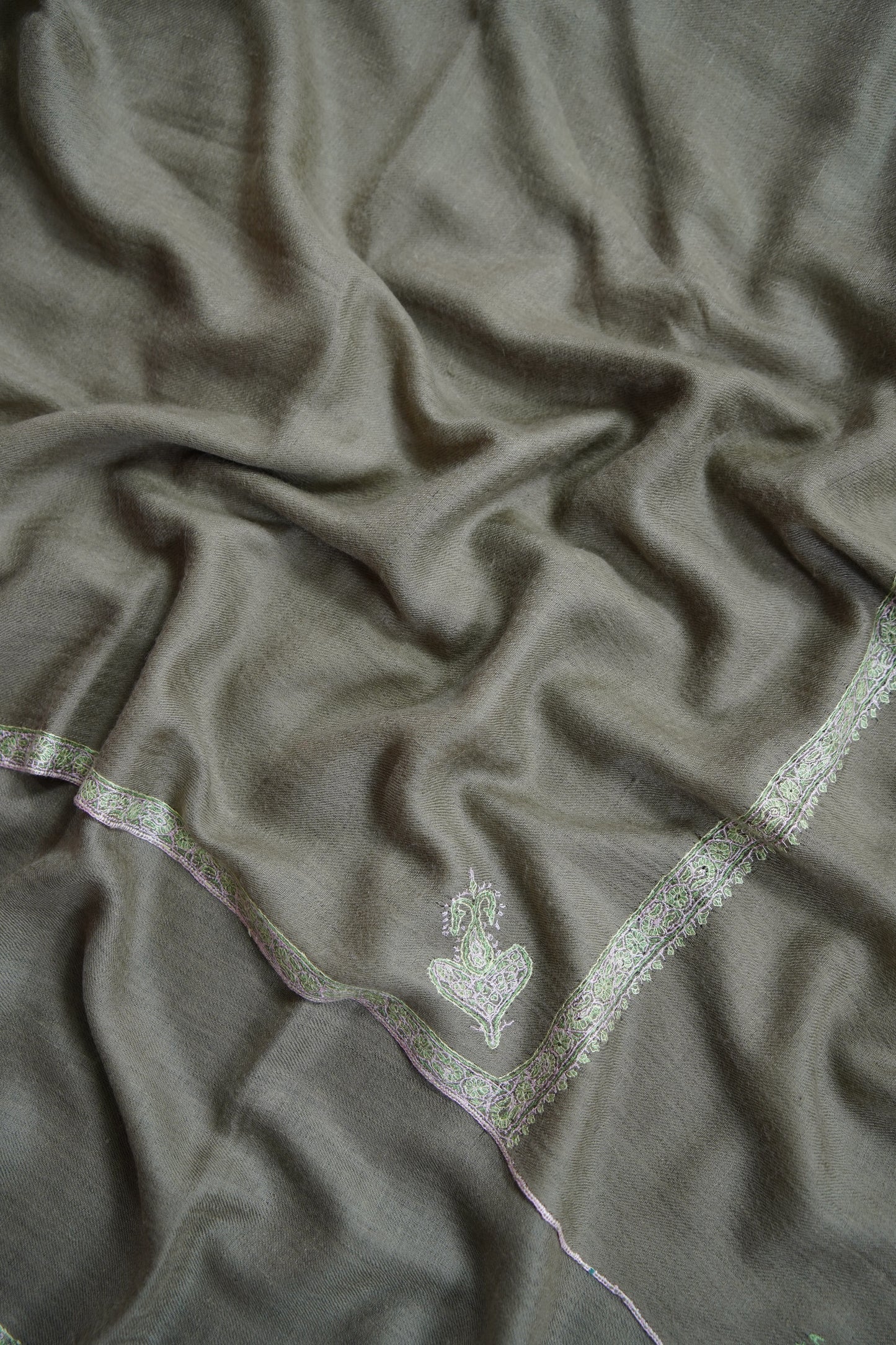 light natural GI embroidery pashmina shawl 9649