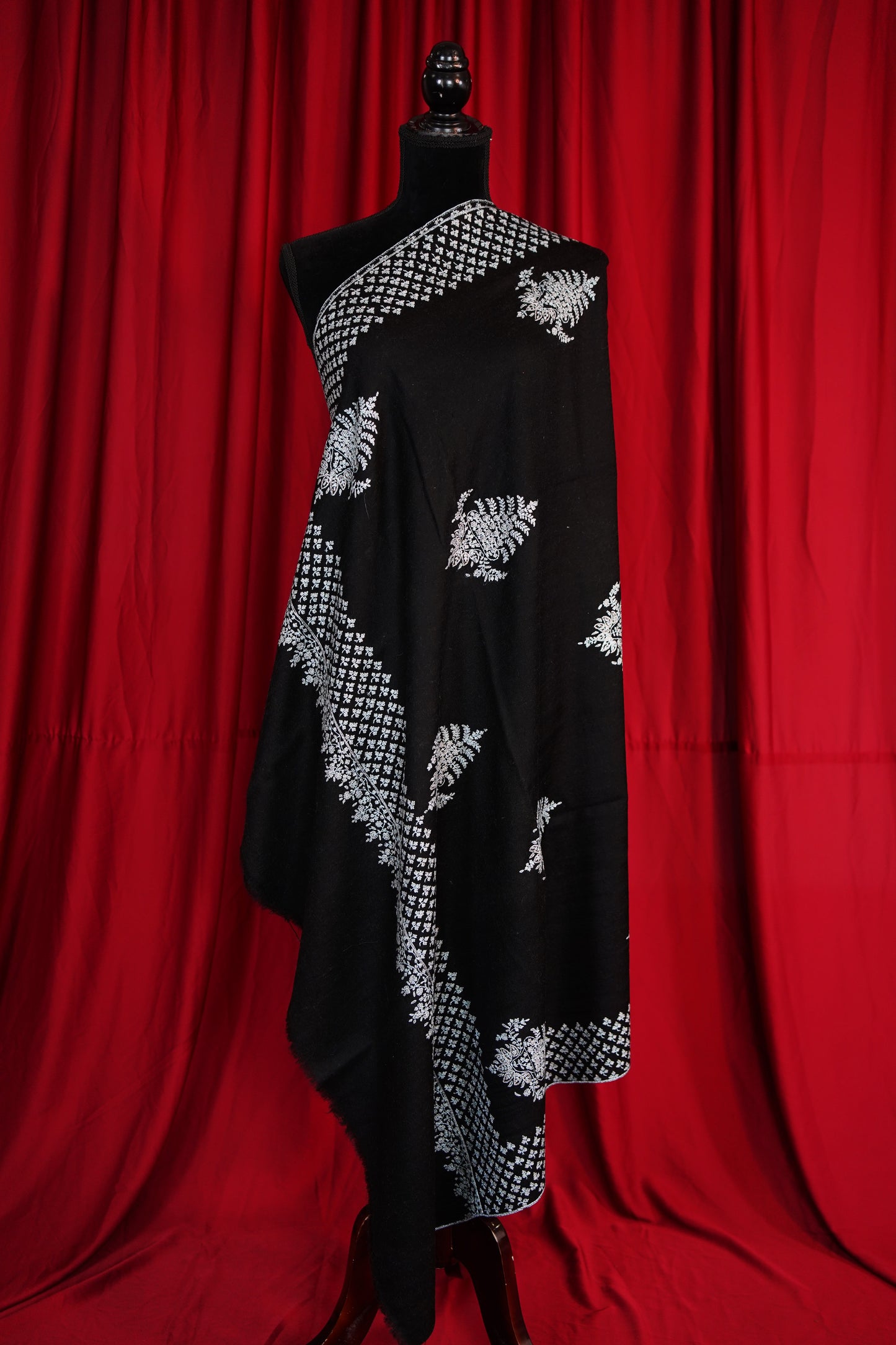 black butis GI embroidery pashmina shawl 9650