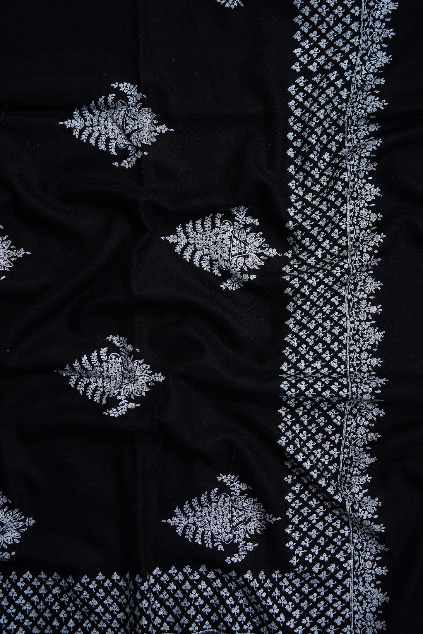 black butis GI embroidery pashmina shawl 9650