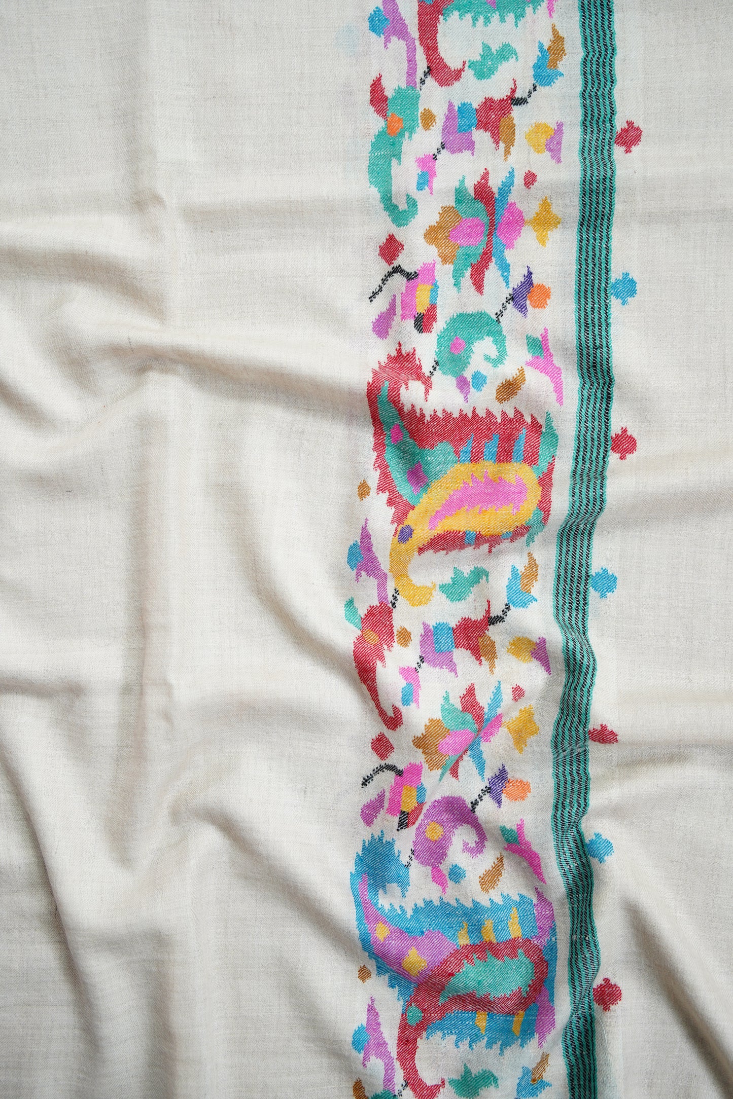 pure white kani palla shawl 9651