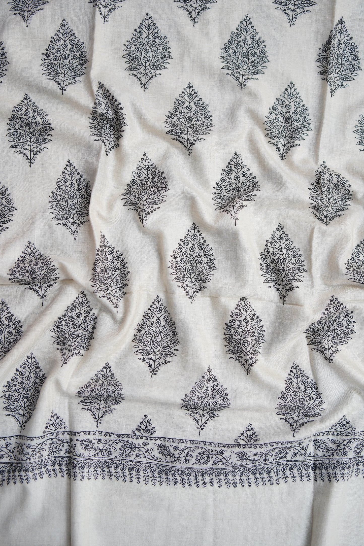 pure white butis GI embroidery pashmina shawl 9652