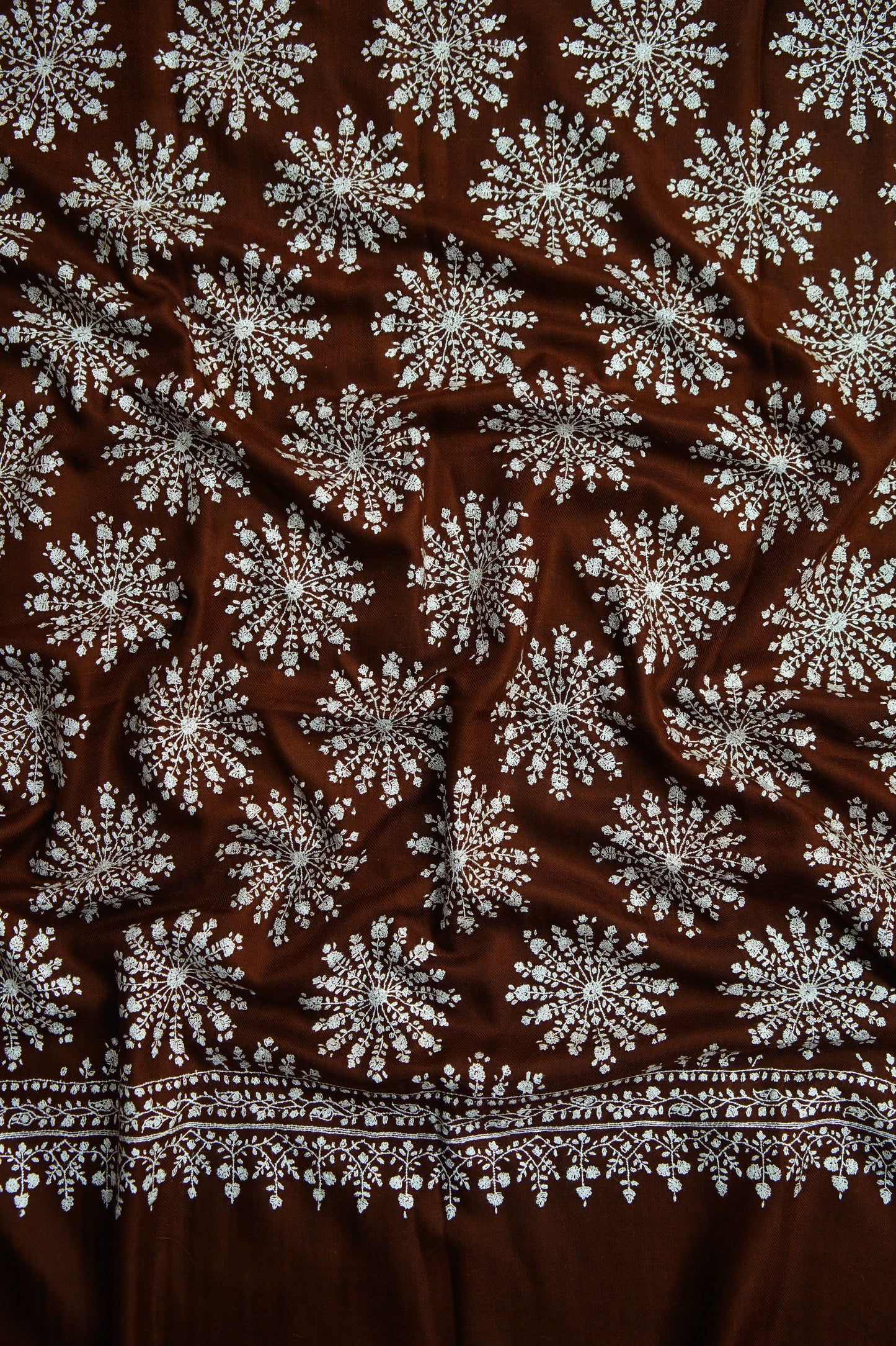 chocolate brown GI butis embroidery pashmina shawl 9656