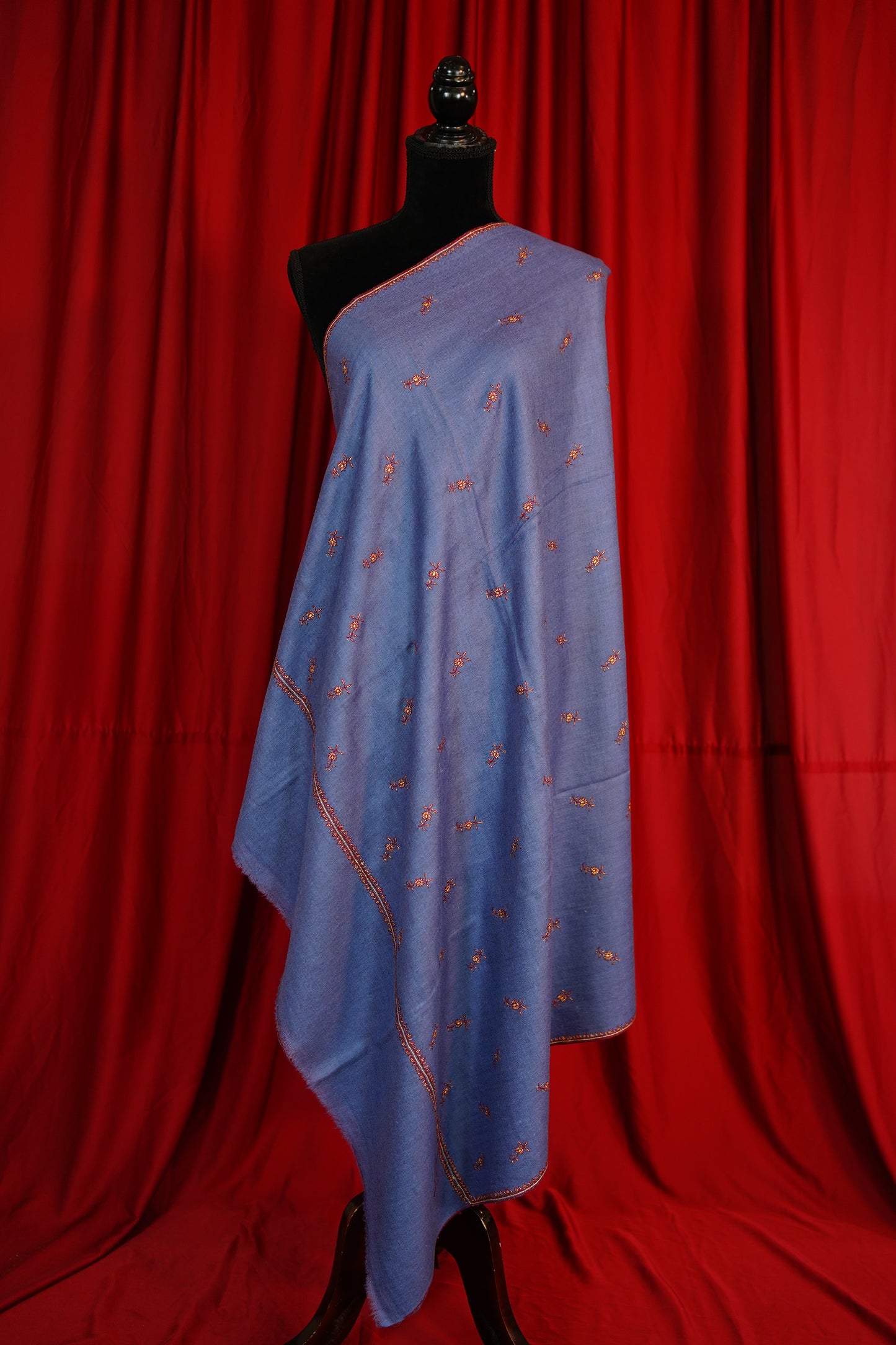 royal violet butis GI embroidery pashmina shawl 9657