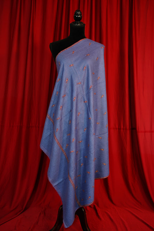 royal violet butis GI embroidery pashmina shawl 9657