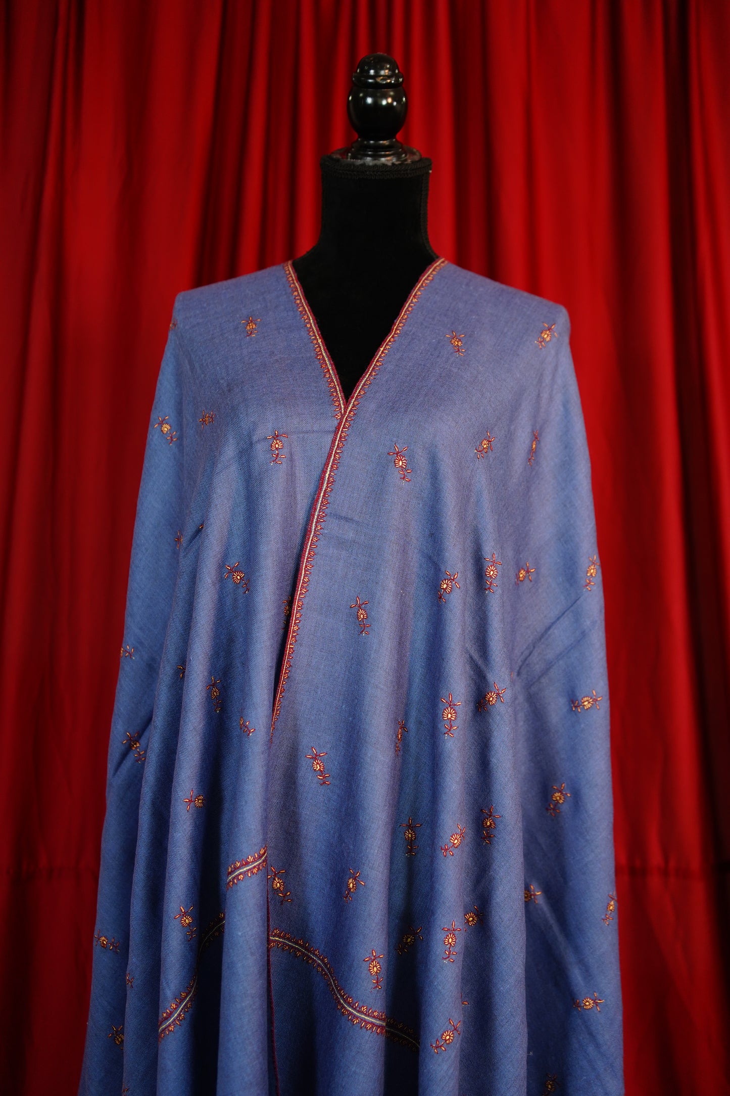 royal violet butis GI embroidery pashmina shawl 9657