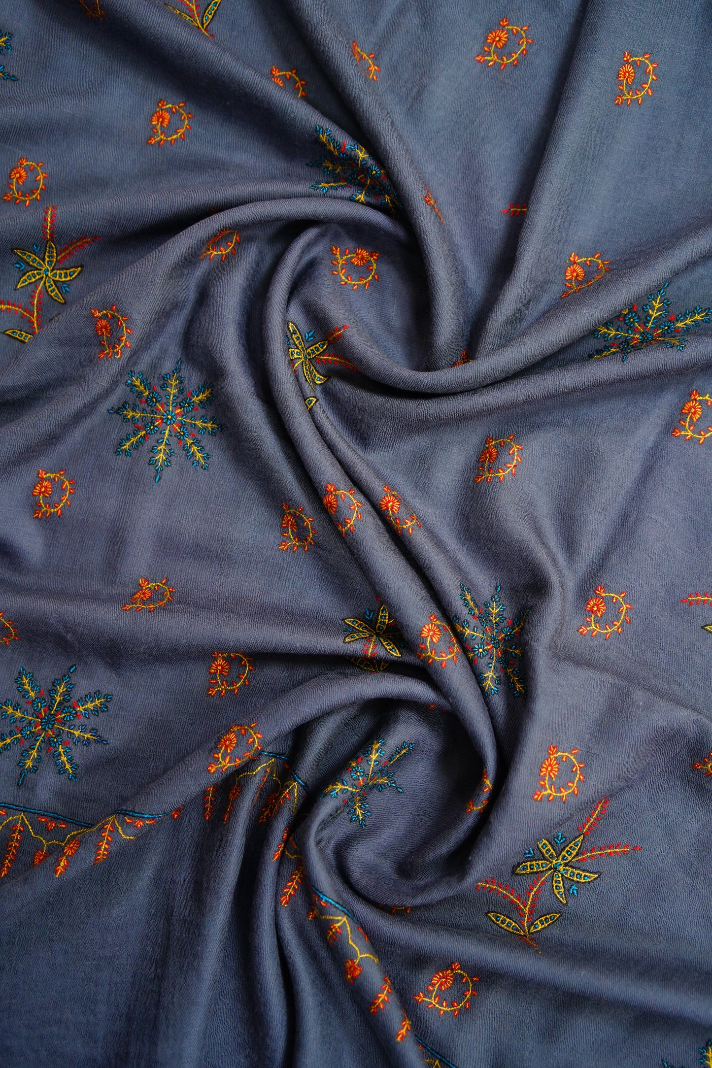 independence blue butis GI embroidery pashmina shawl 9663