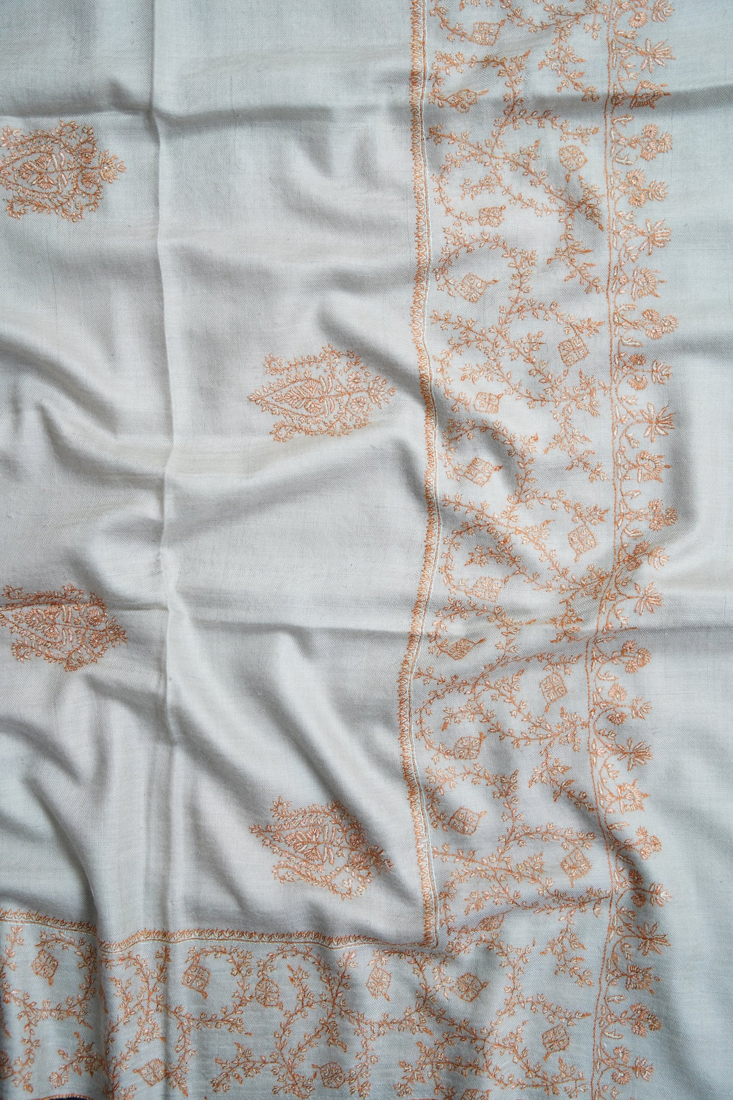 pearl river gray butis GI embroidery pashmina shawl 9667