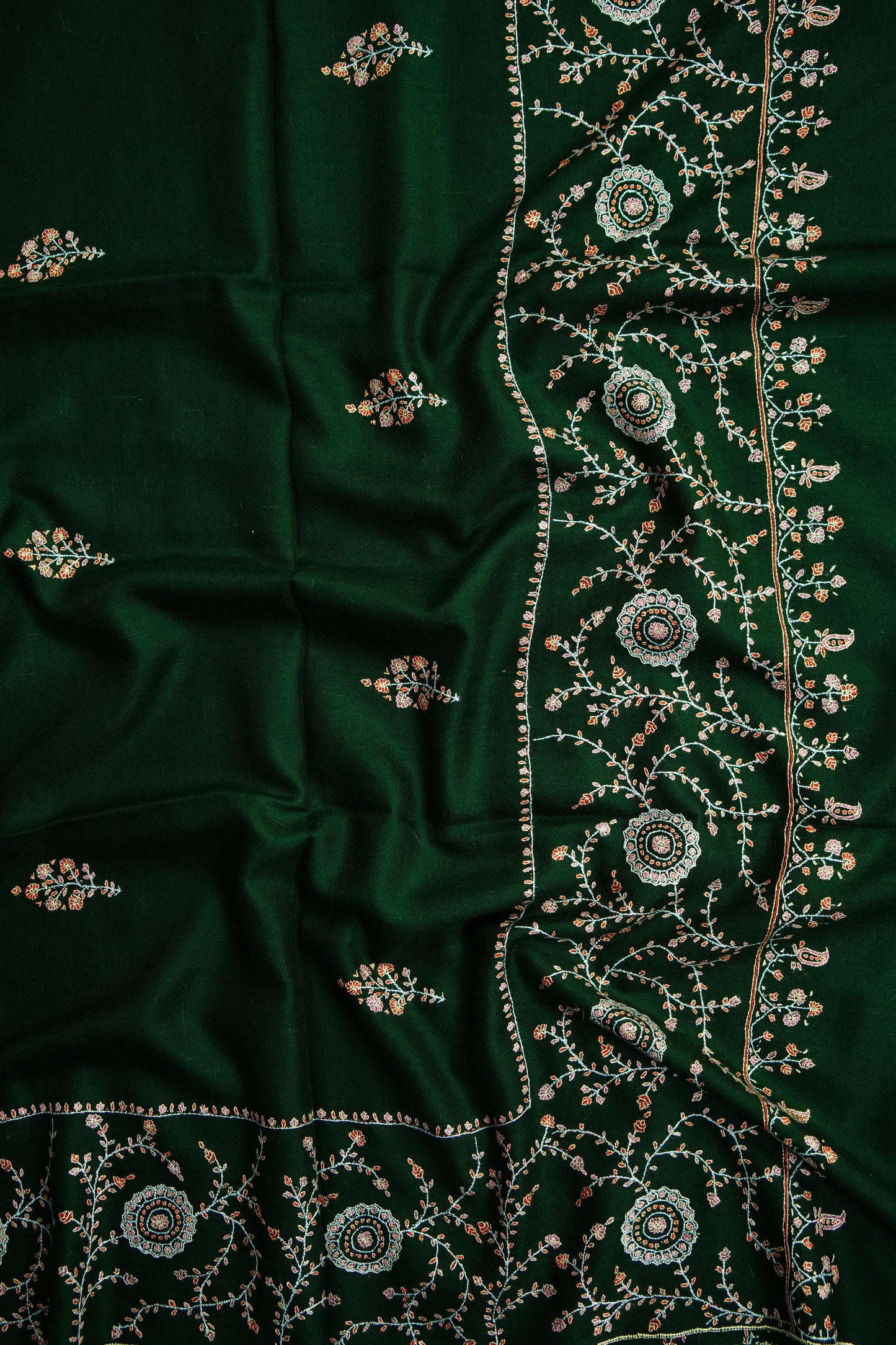 sacramento green GI butis embroidery pashmina shawl 9678