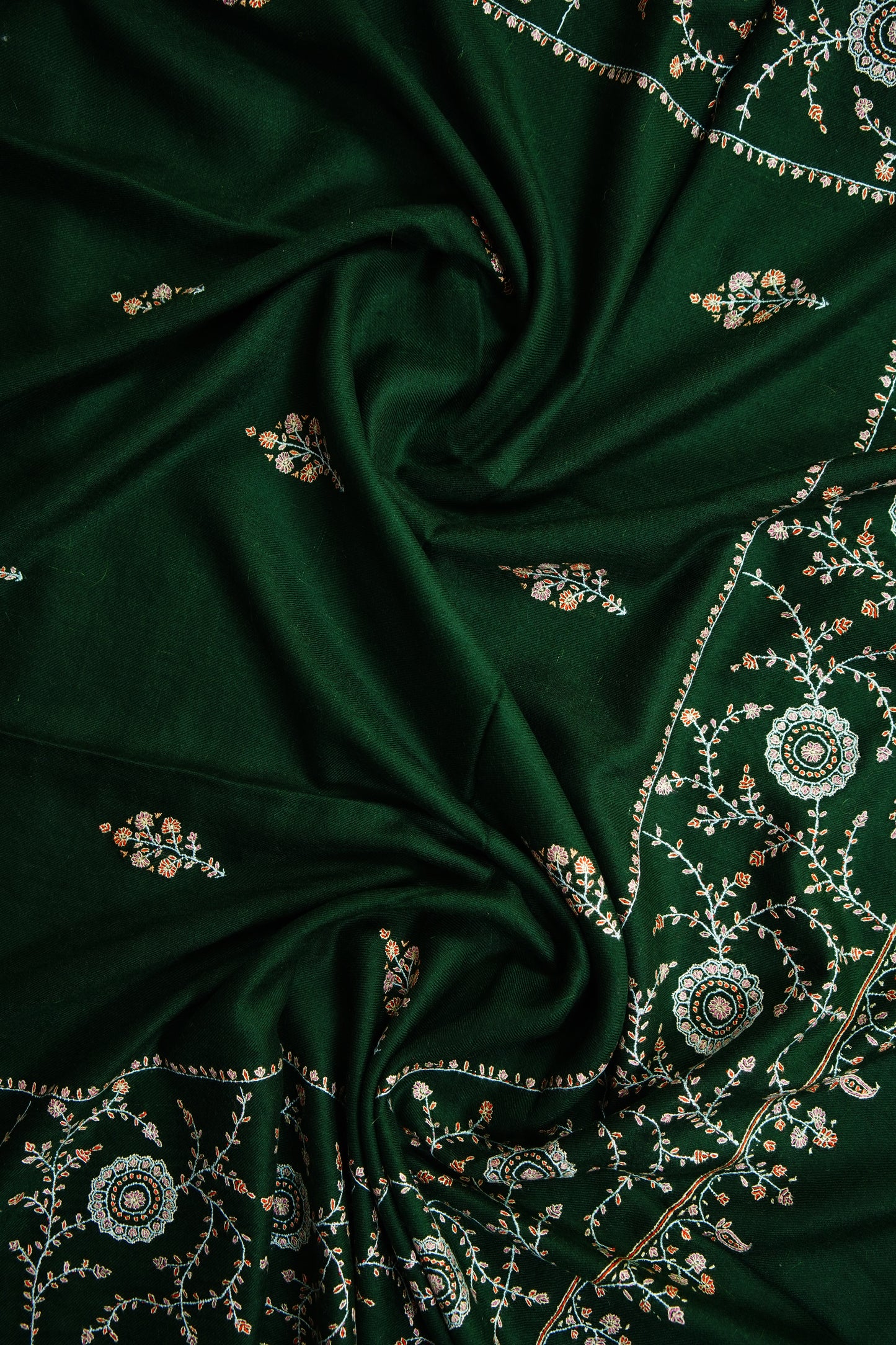 sacramento green GI butis embroidery pashmina shawl 9678