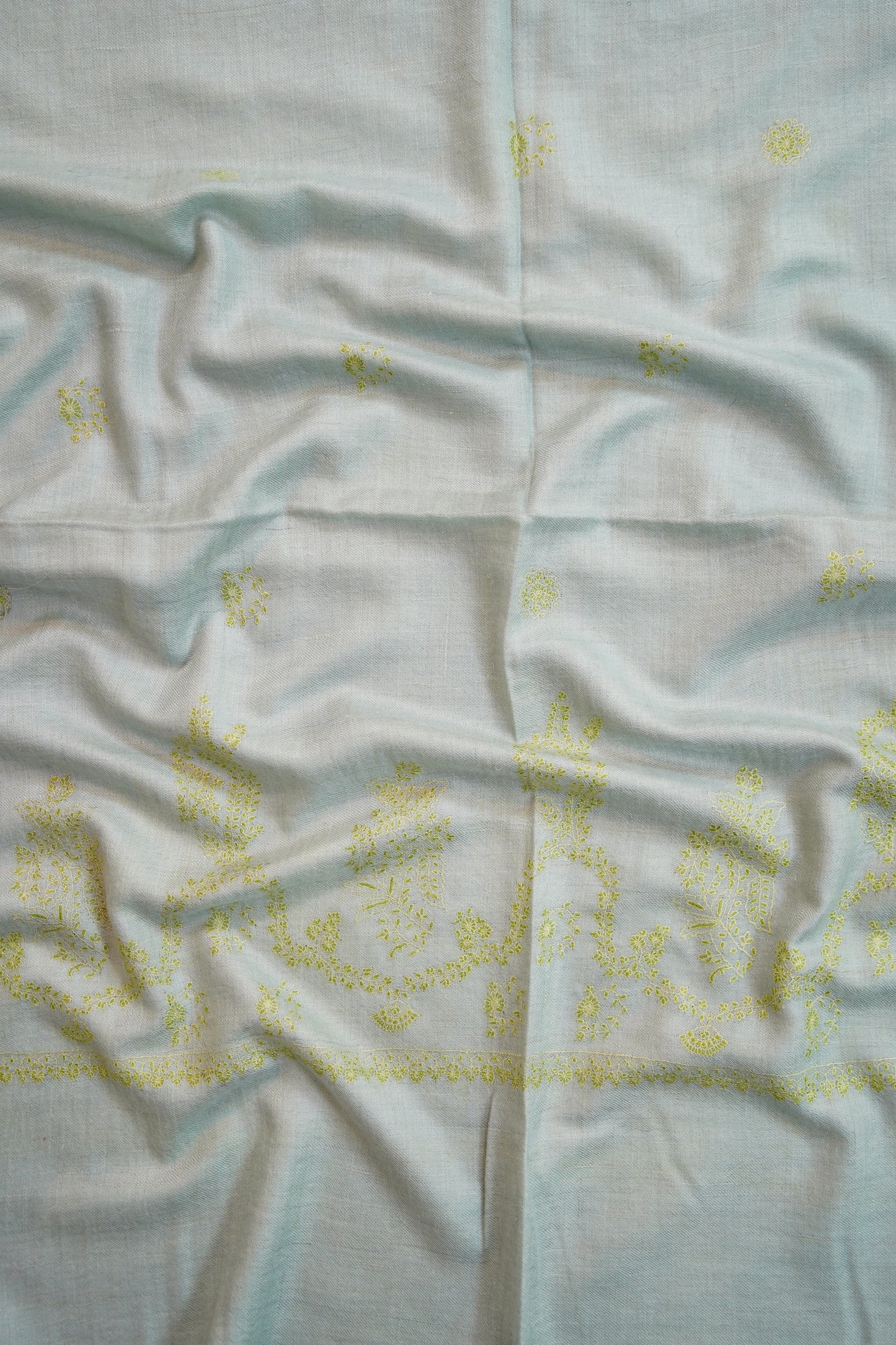 ice blue butis GI embroidery pashmina stole 9682