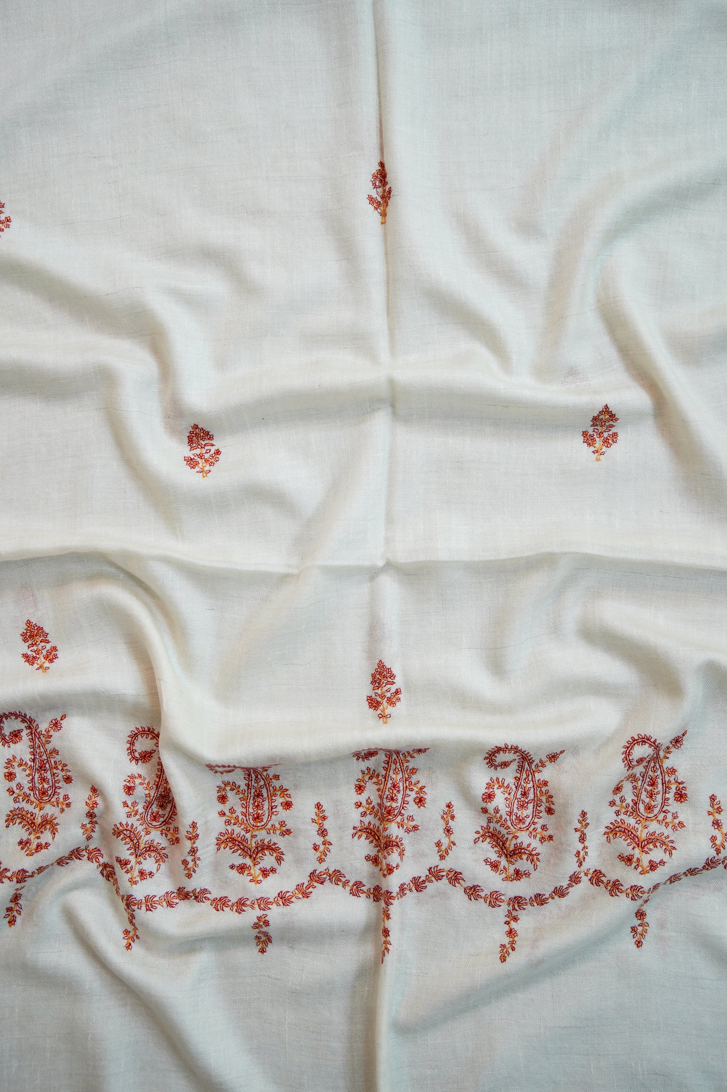 snow white GI embroidery pashmina stole 9684