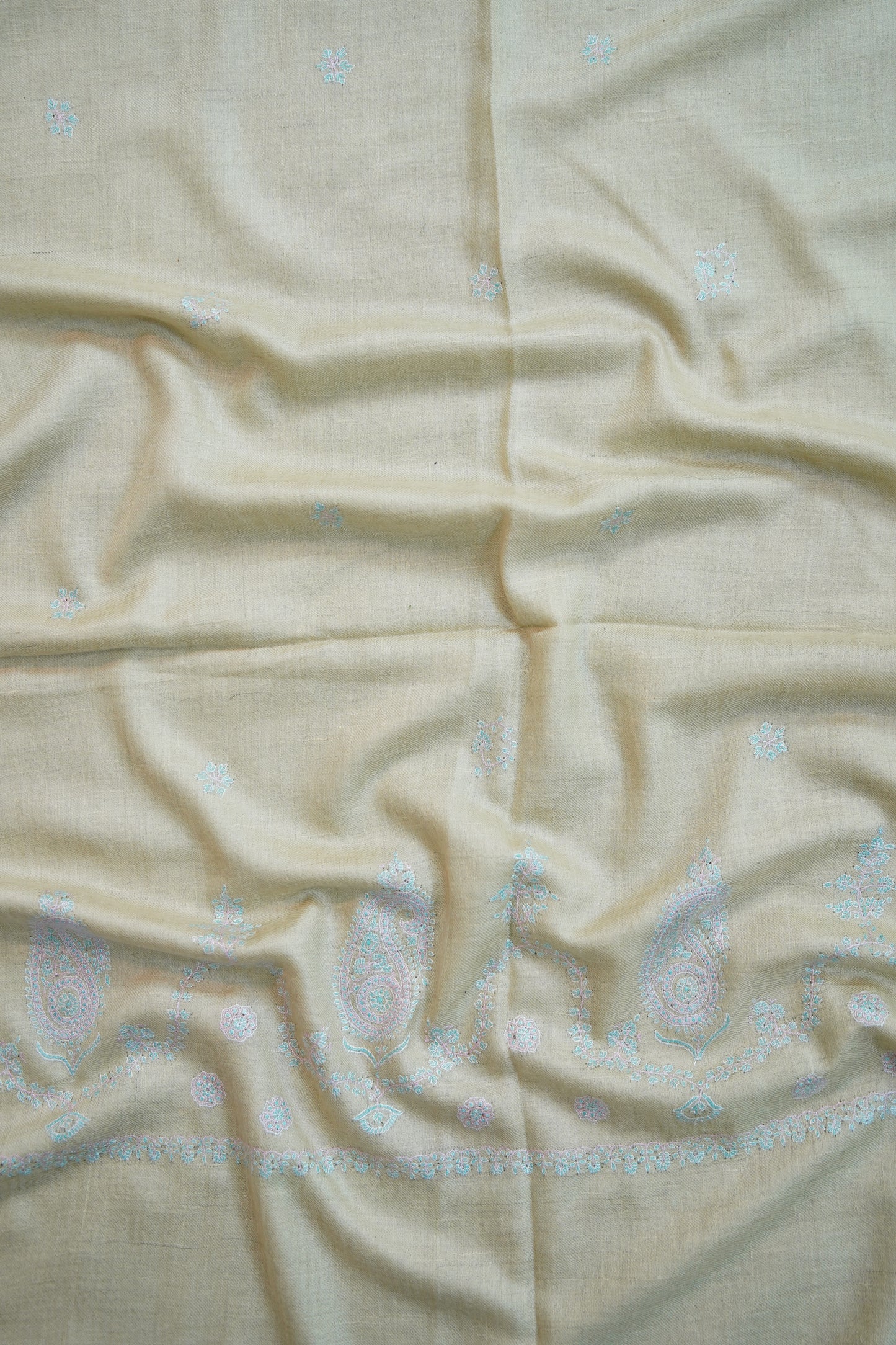 cream butis GI embroidery pashmina stole 9686