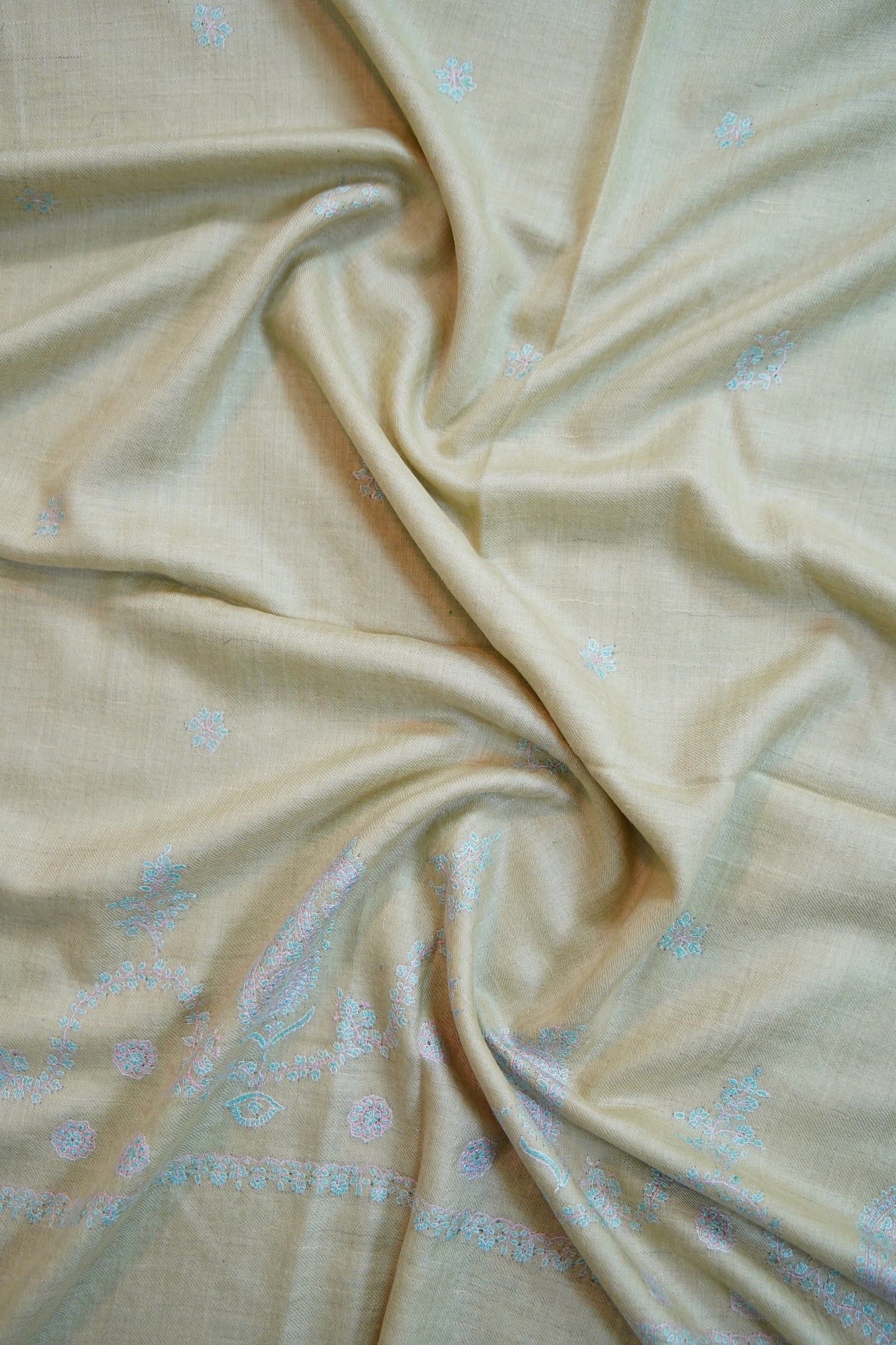 cream butis GI embroidery pashmina stole 9686