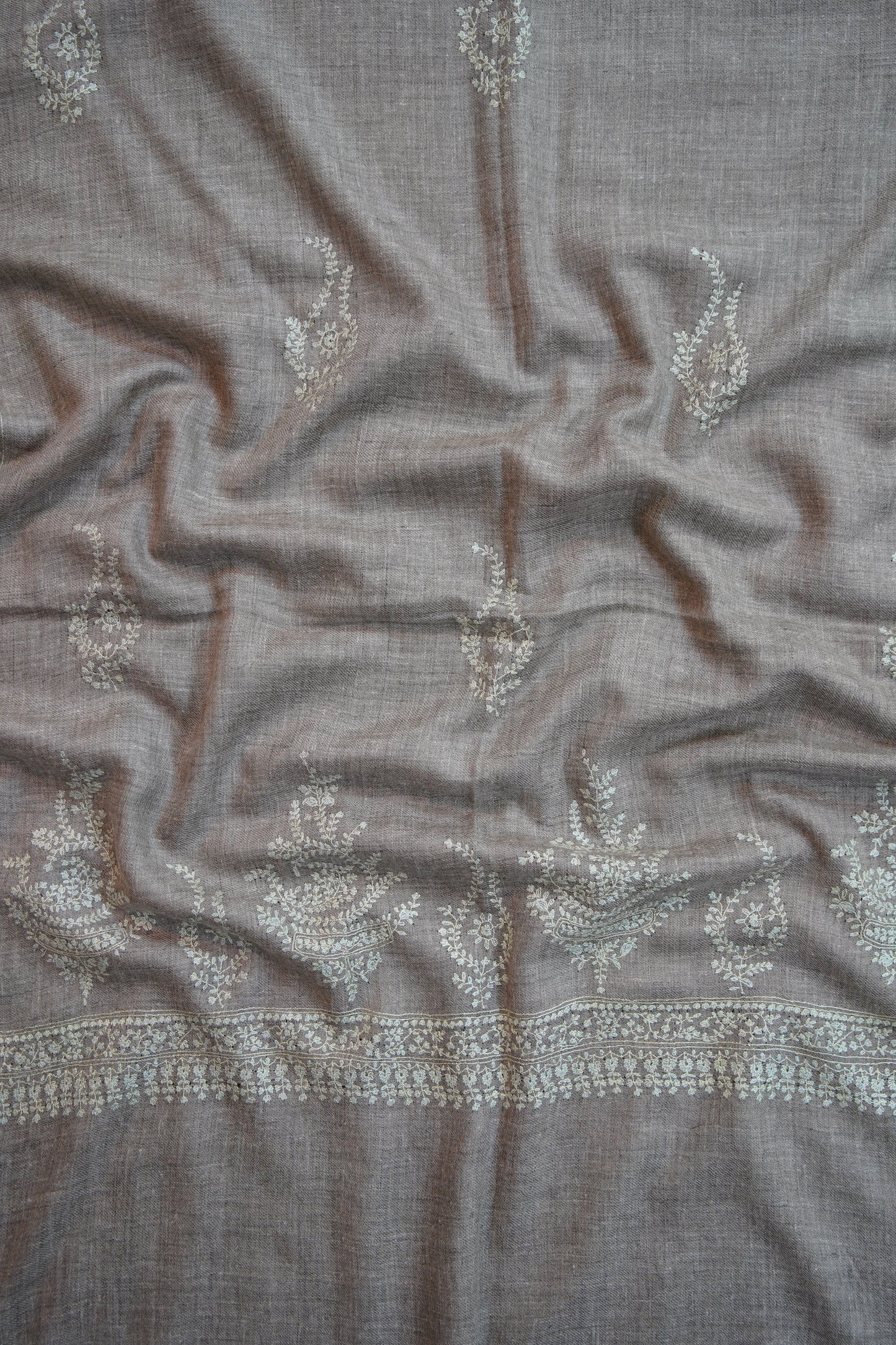 natural butis GI embroidery pashmina stole 9688