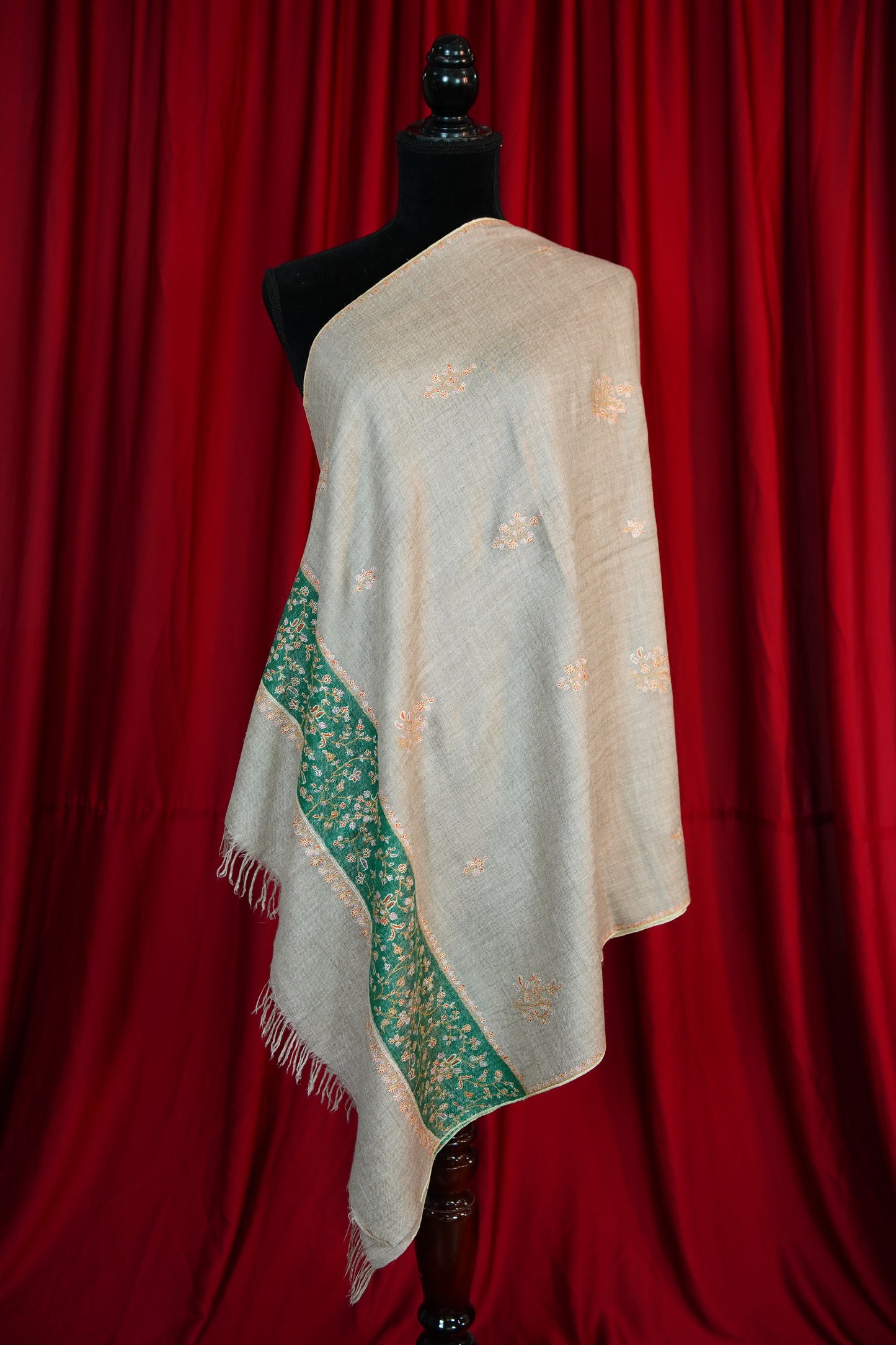 natural GI embroidery pashmina stole 9689