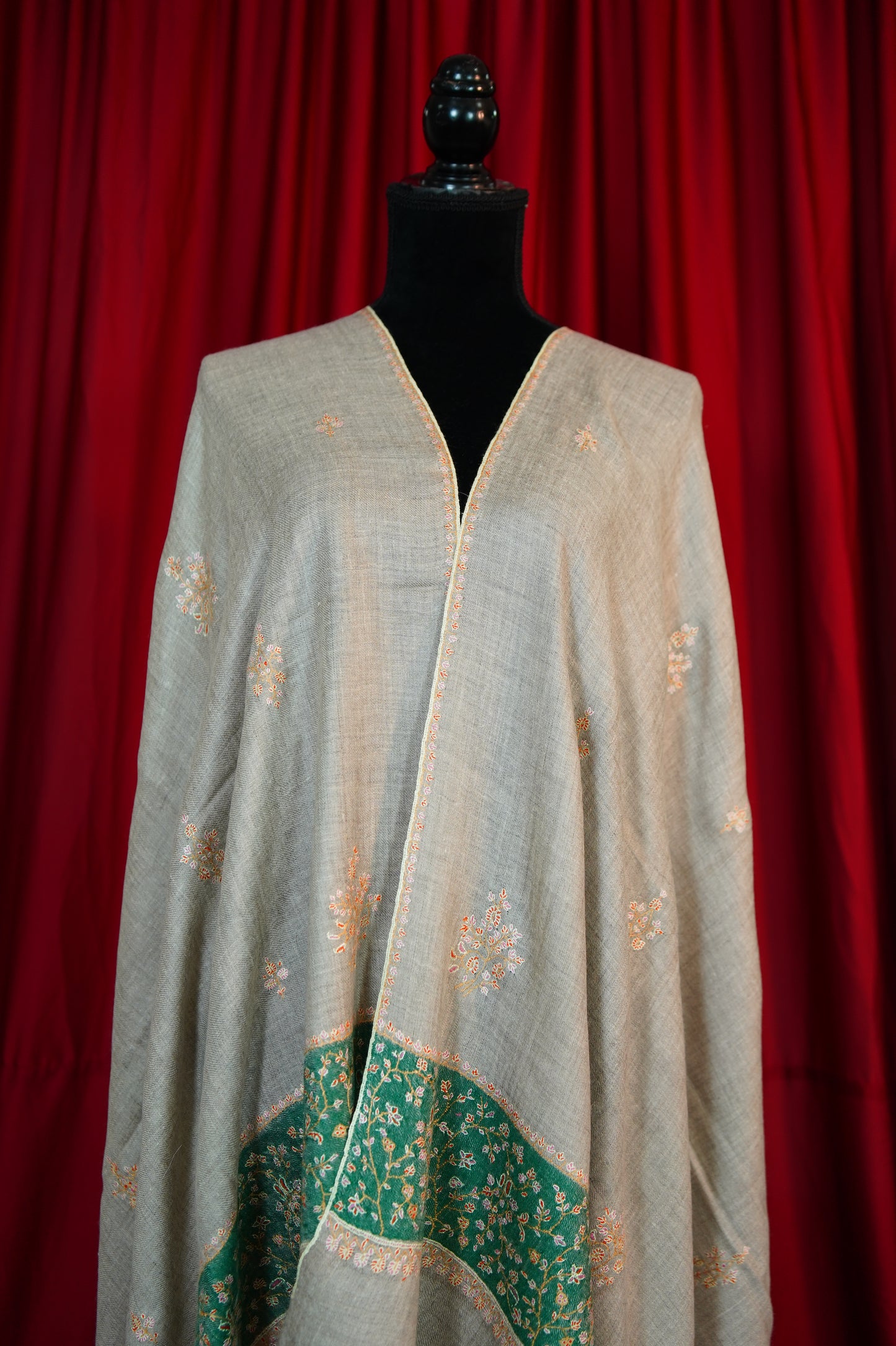 natural GI embroidery pashmina stole 9689