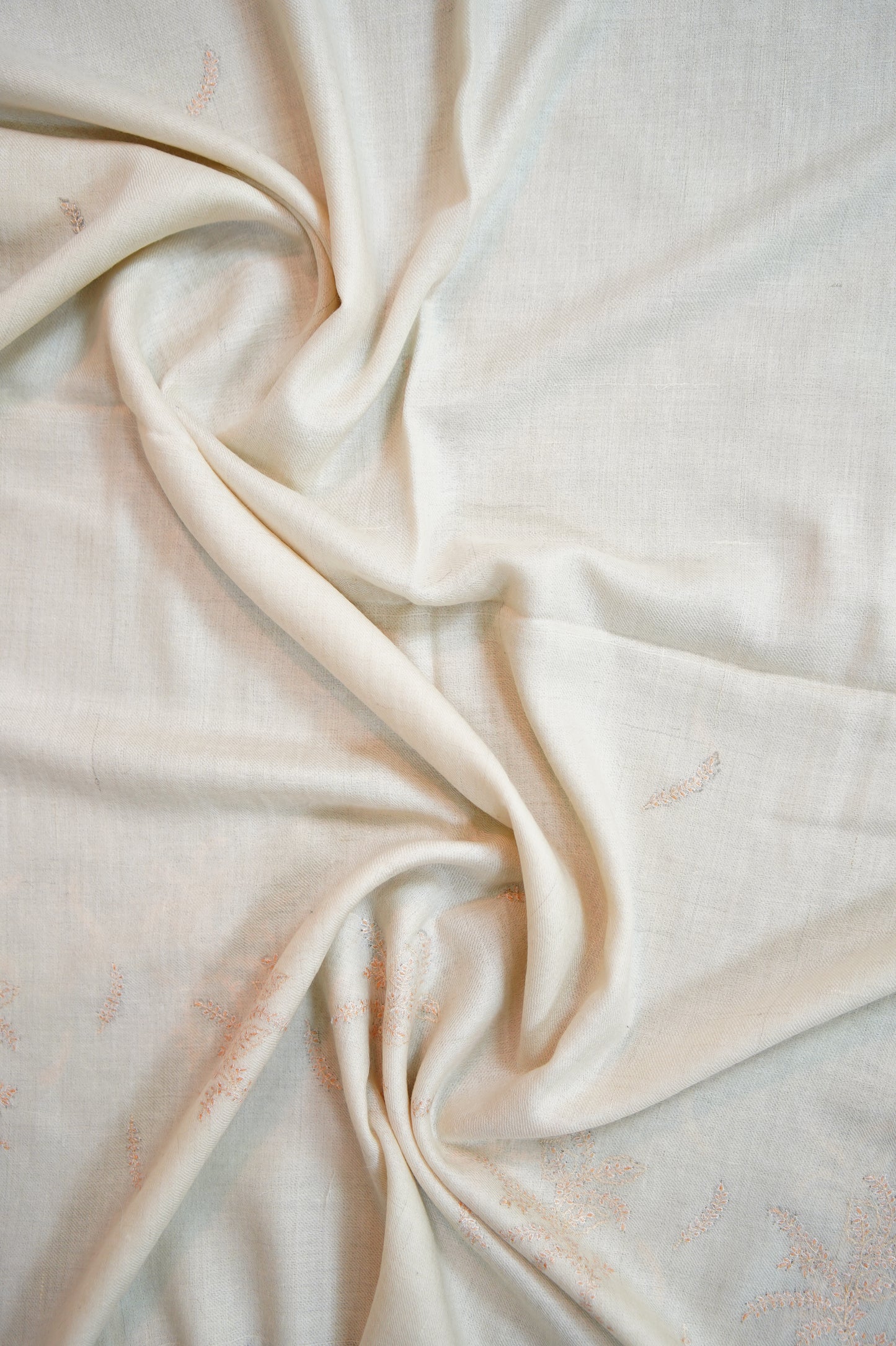 white GI embroidery pashmina stole 9690