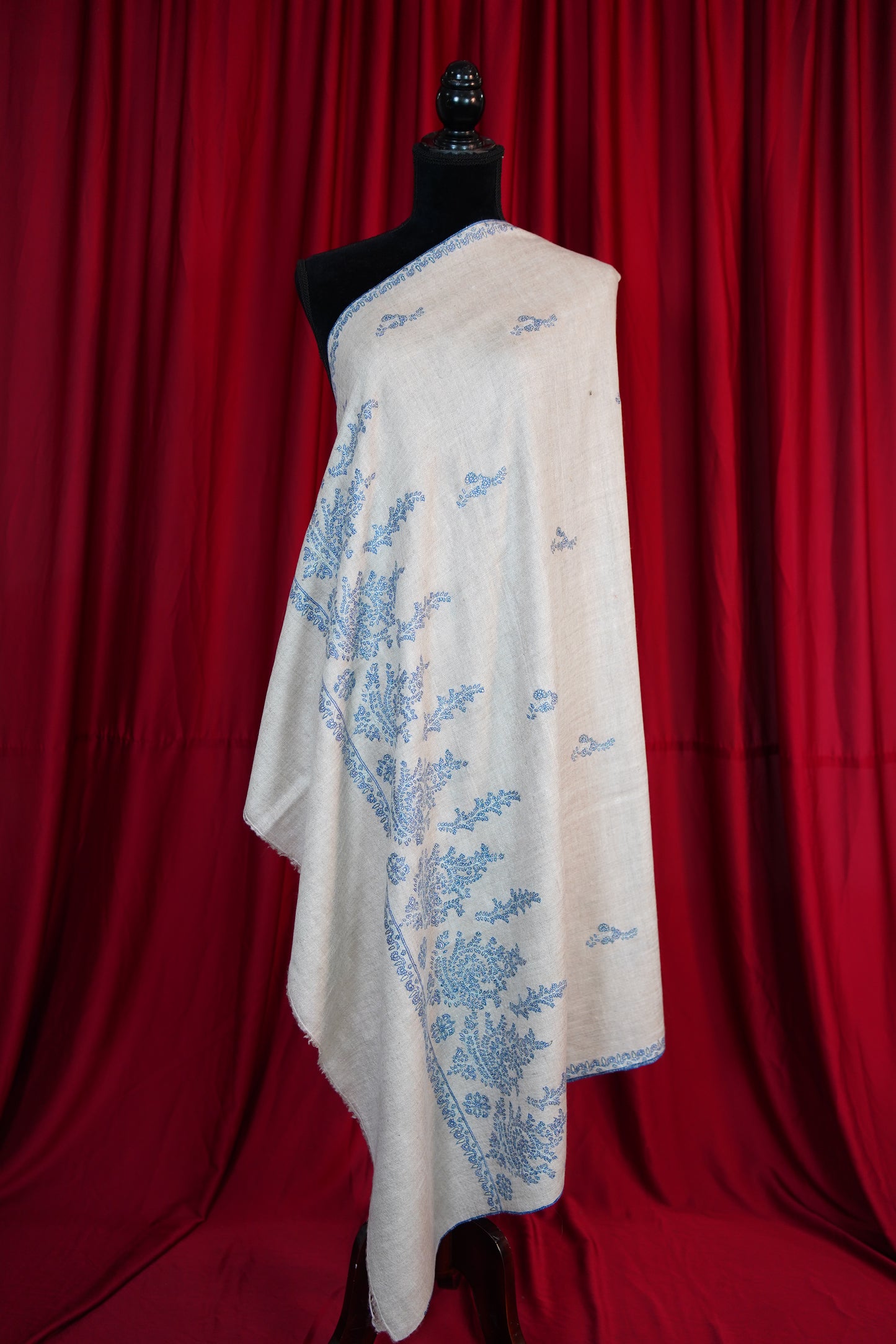 light natural GI embroidery pashmina shawl 9696