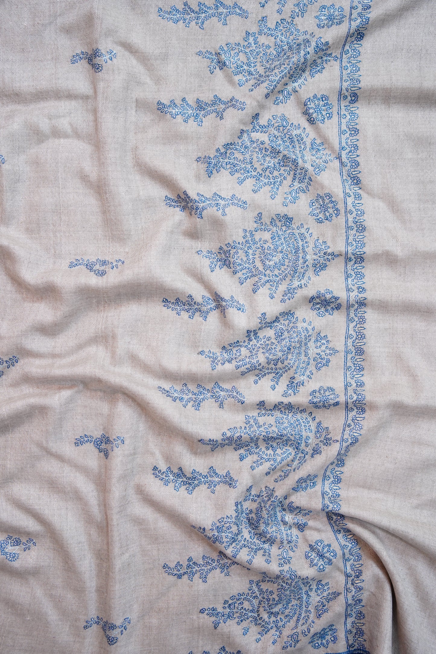 light natural GI embroidery pashmina shawl 9696