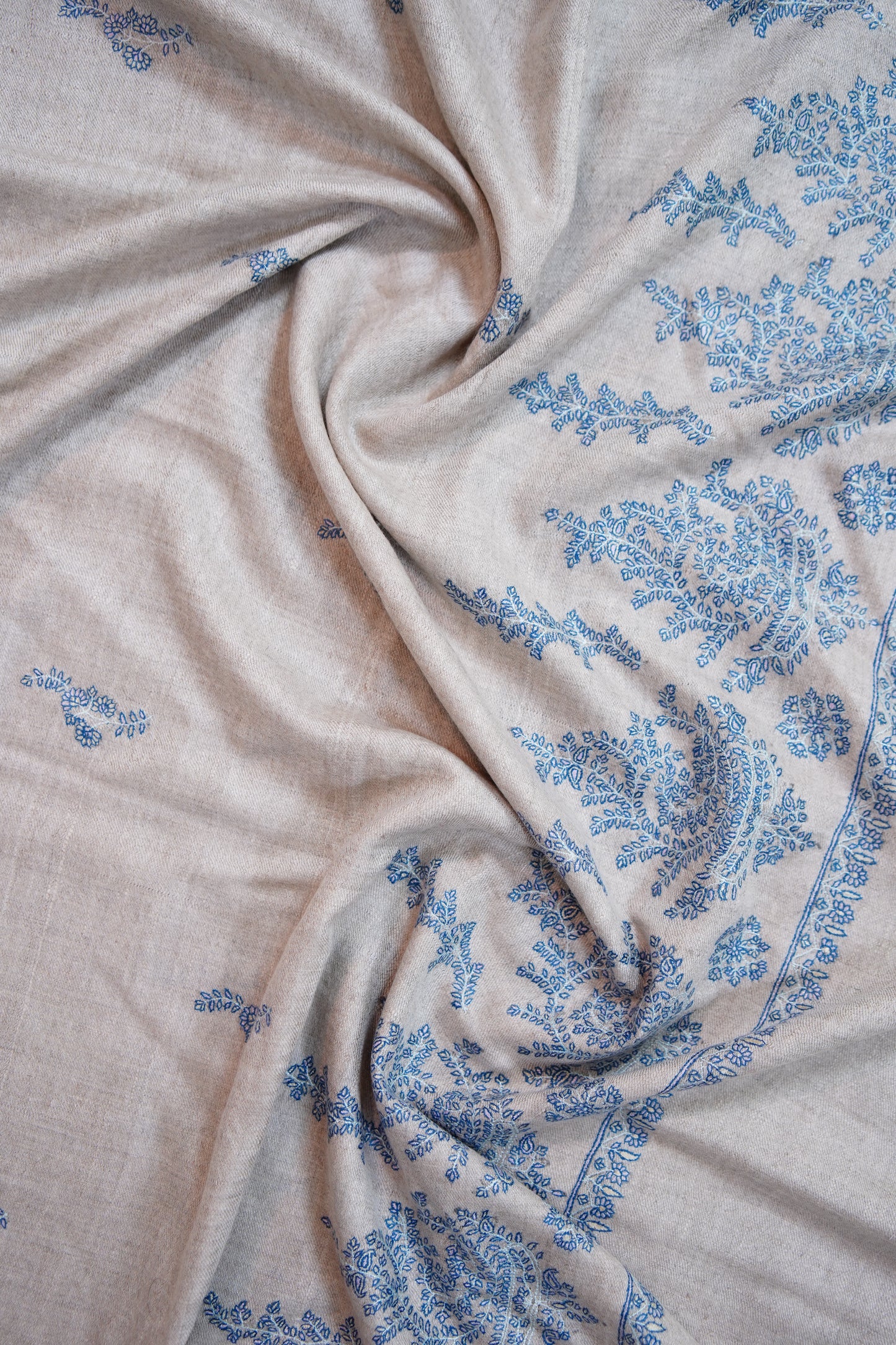 light natural GI embroidery pashmina shawl 9696