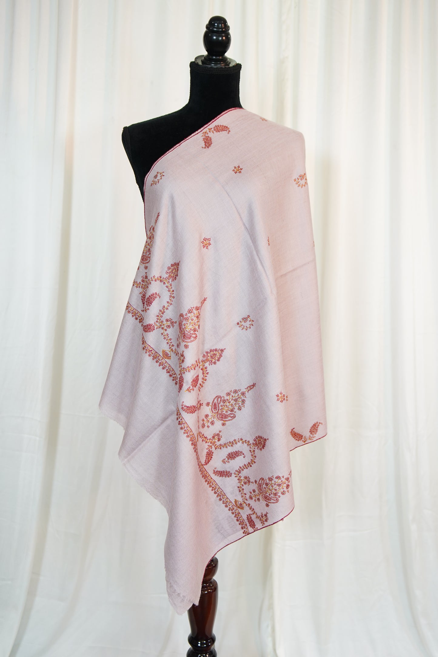 soft lavender GI butis embroidery pashmina stole 9702