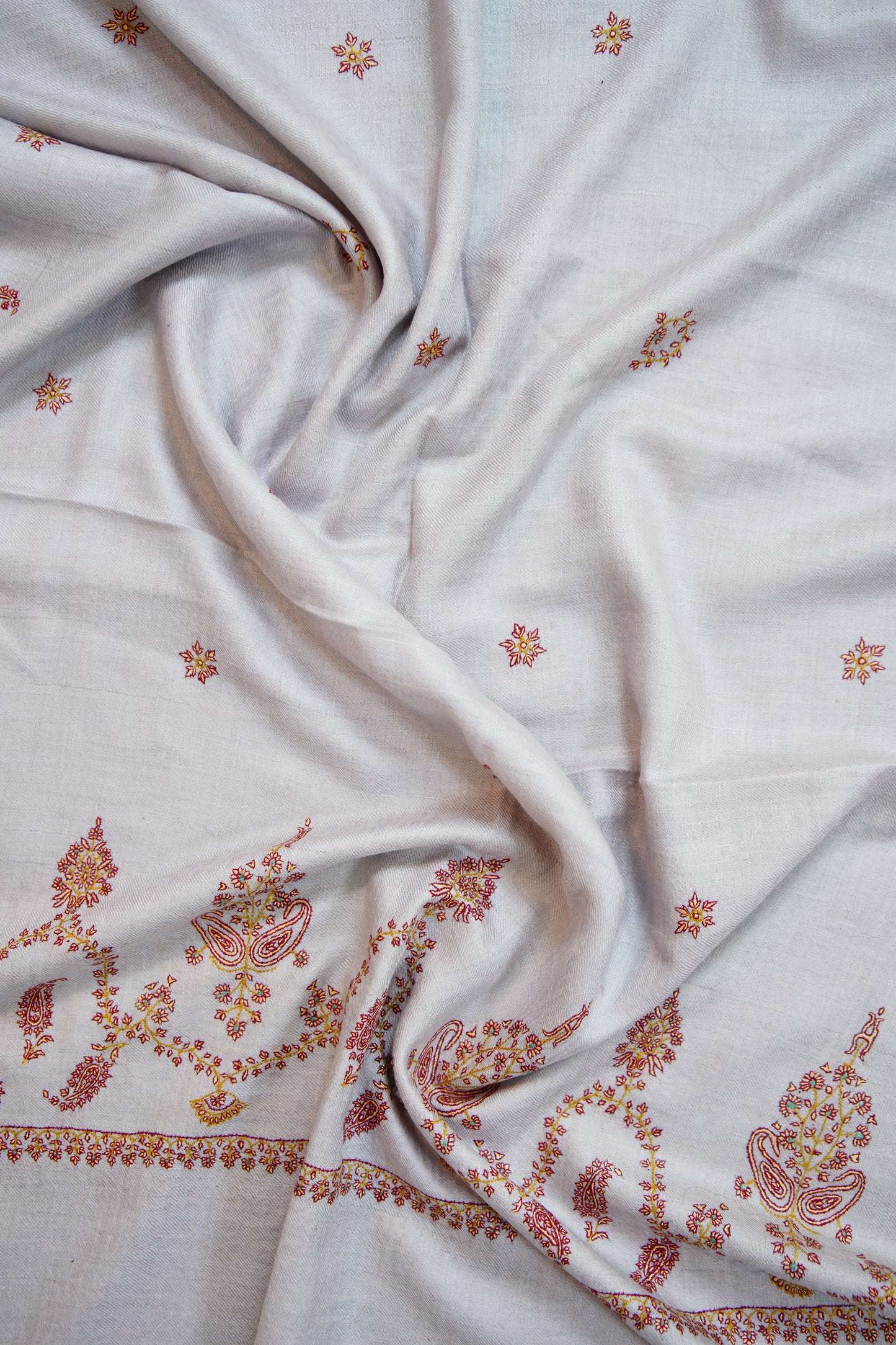 soft lavender GI butis embroidery pashmina stole 9702