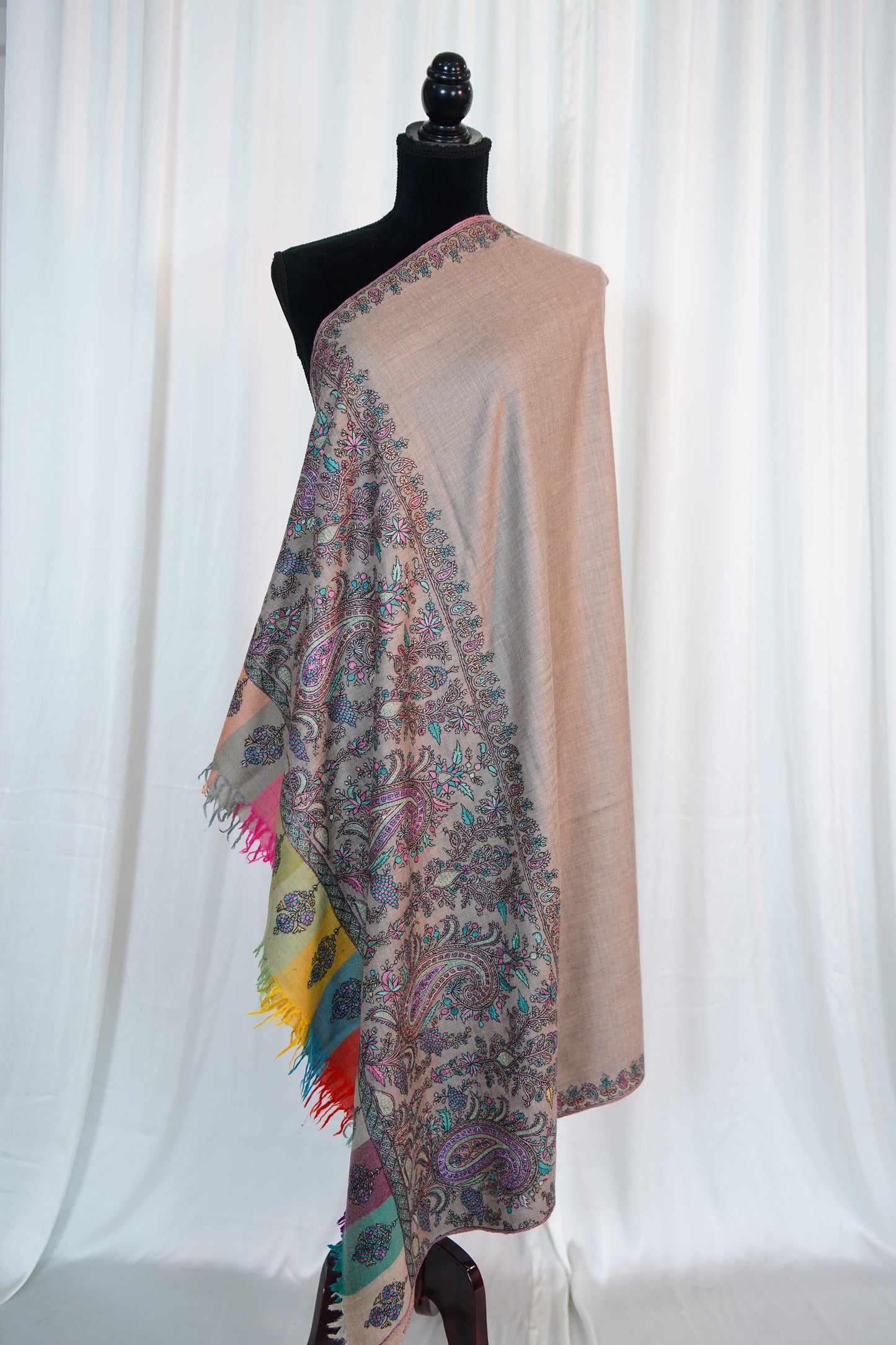natural GI embroidery pashmina shawl 9703