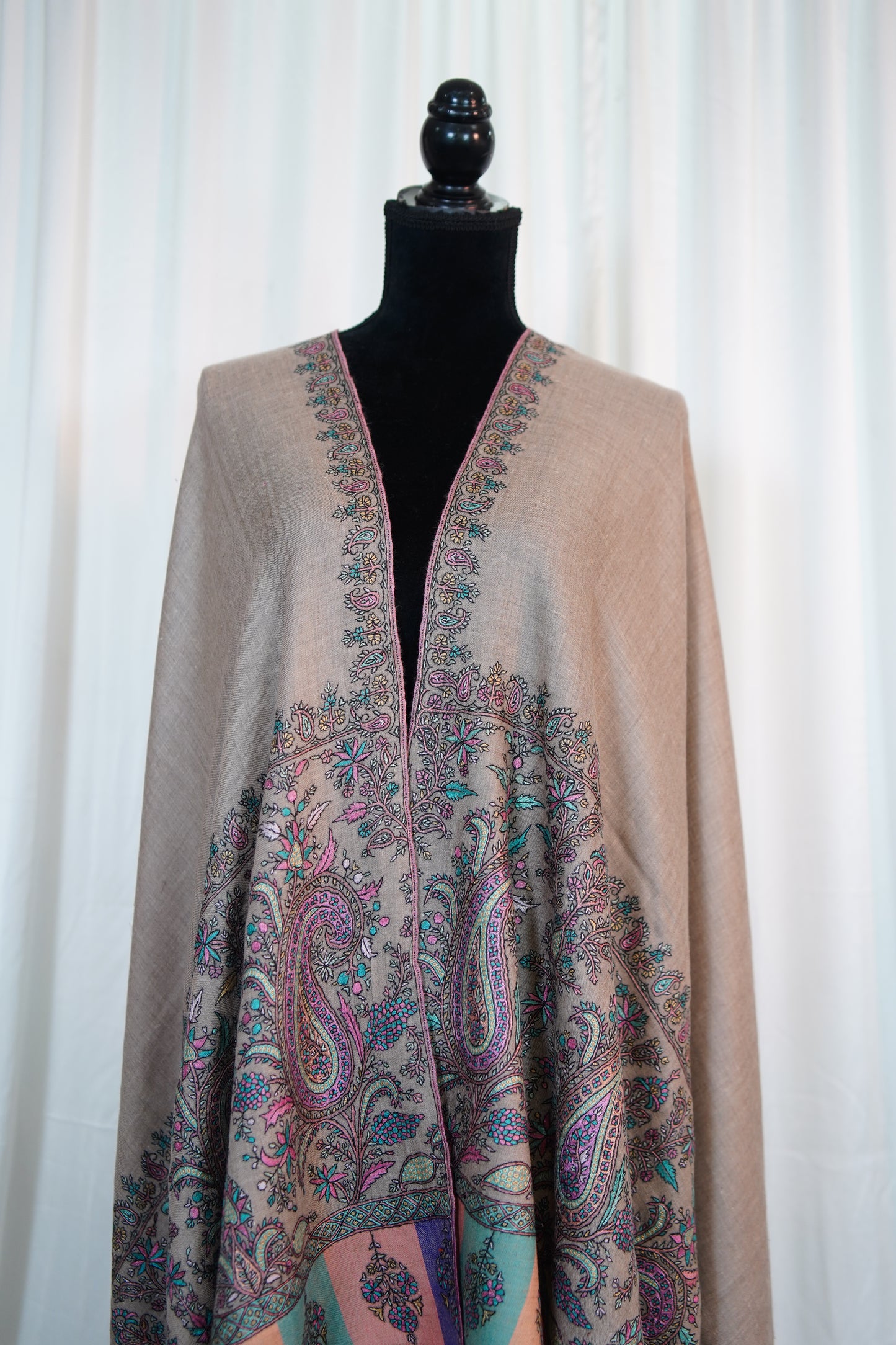 natural GI embroidery pashmina shawl 9703