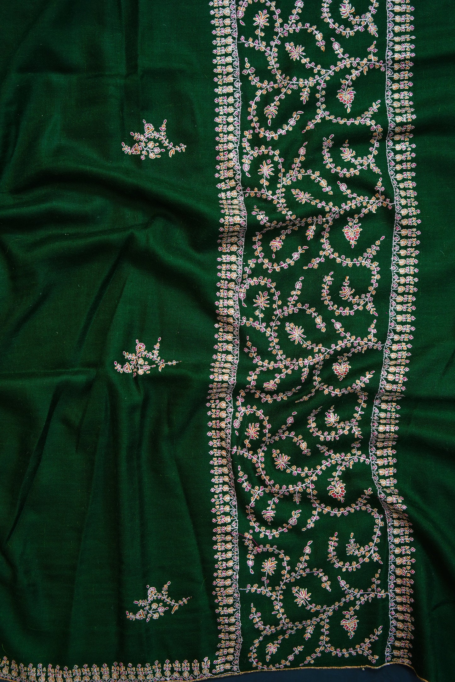 royal green GI embroidery pashmina shawl 9706