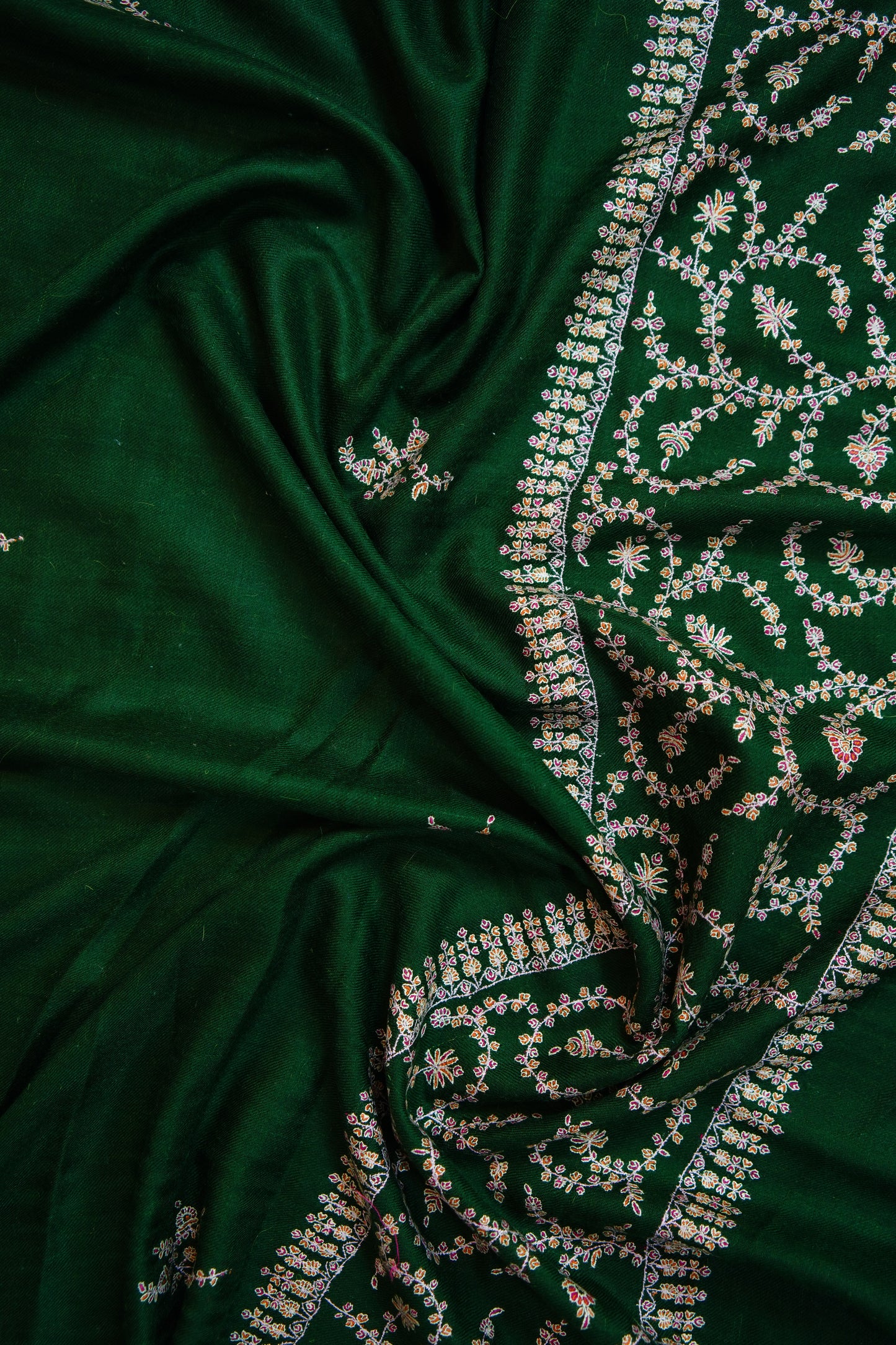 royal green GI embroidery pashmina shawl 9706