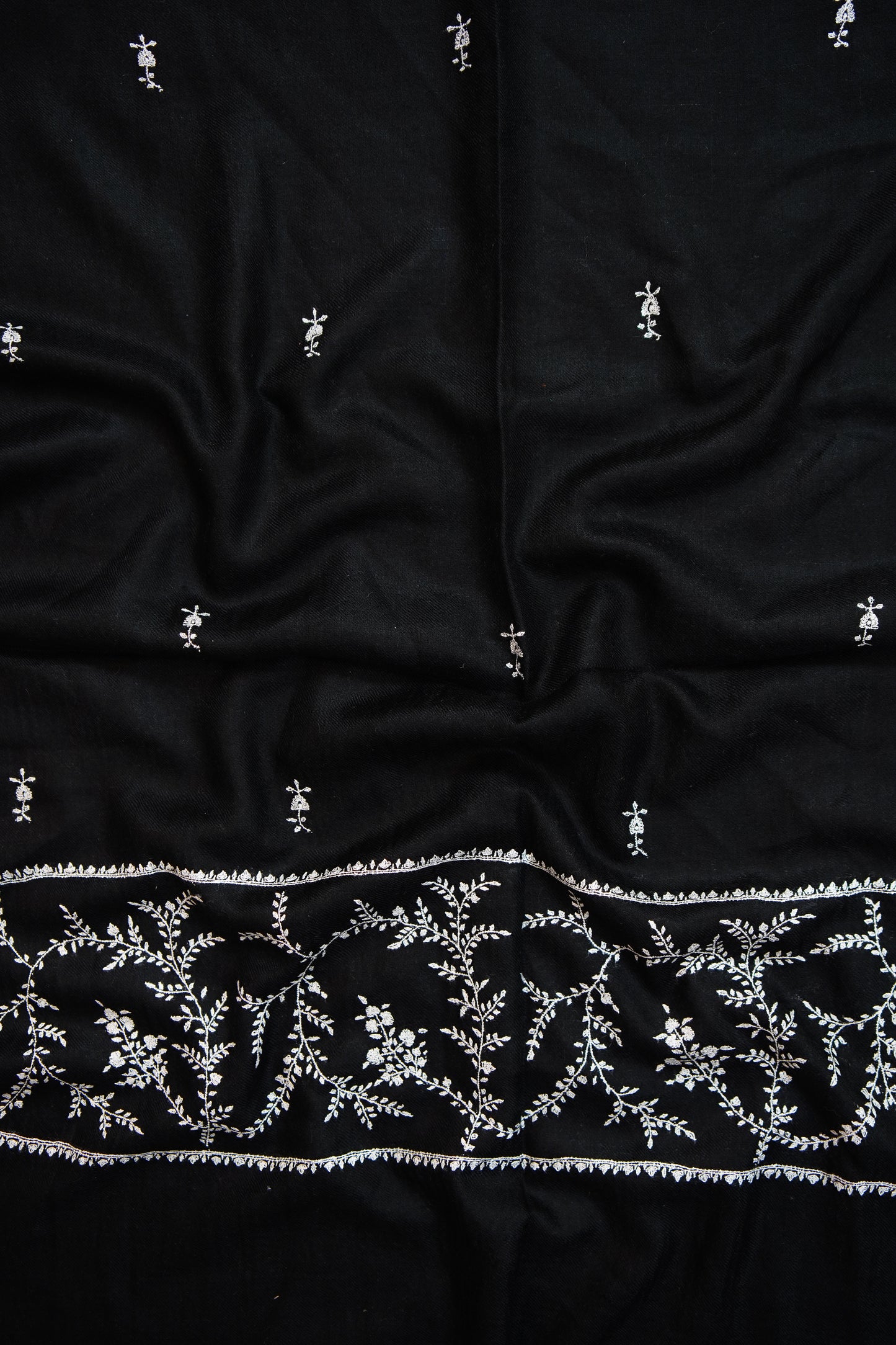 black butis GI embroidery pashmina stole 9707