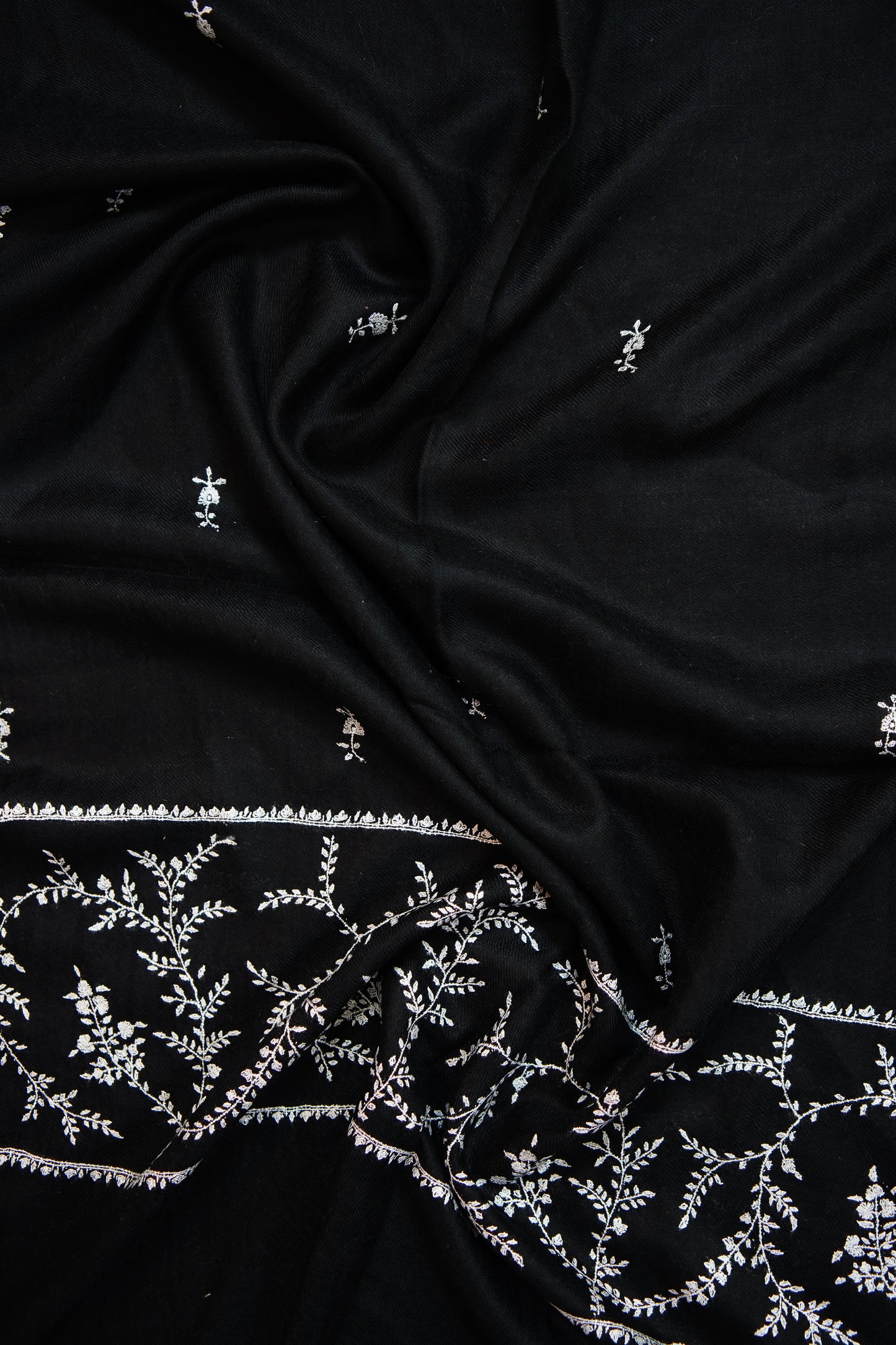 black butis GI embroidery pashmina stole 9707