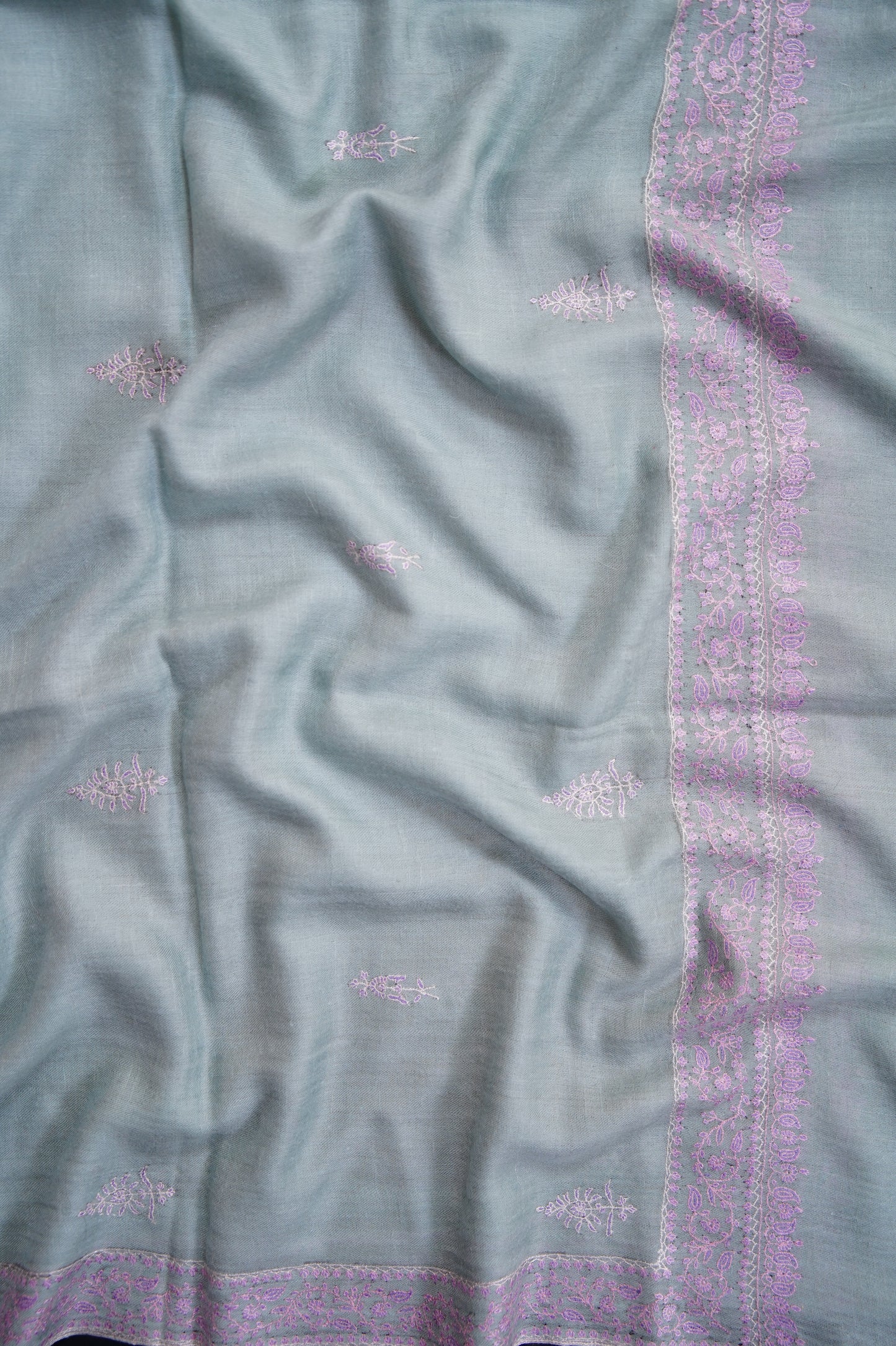 powder blue butis GI embroidery pashmina shawl 9709